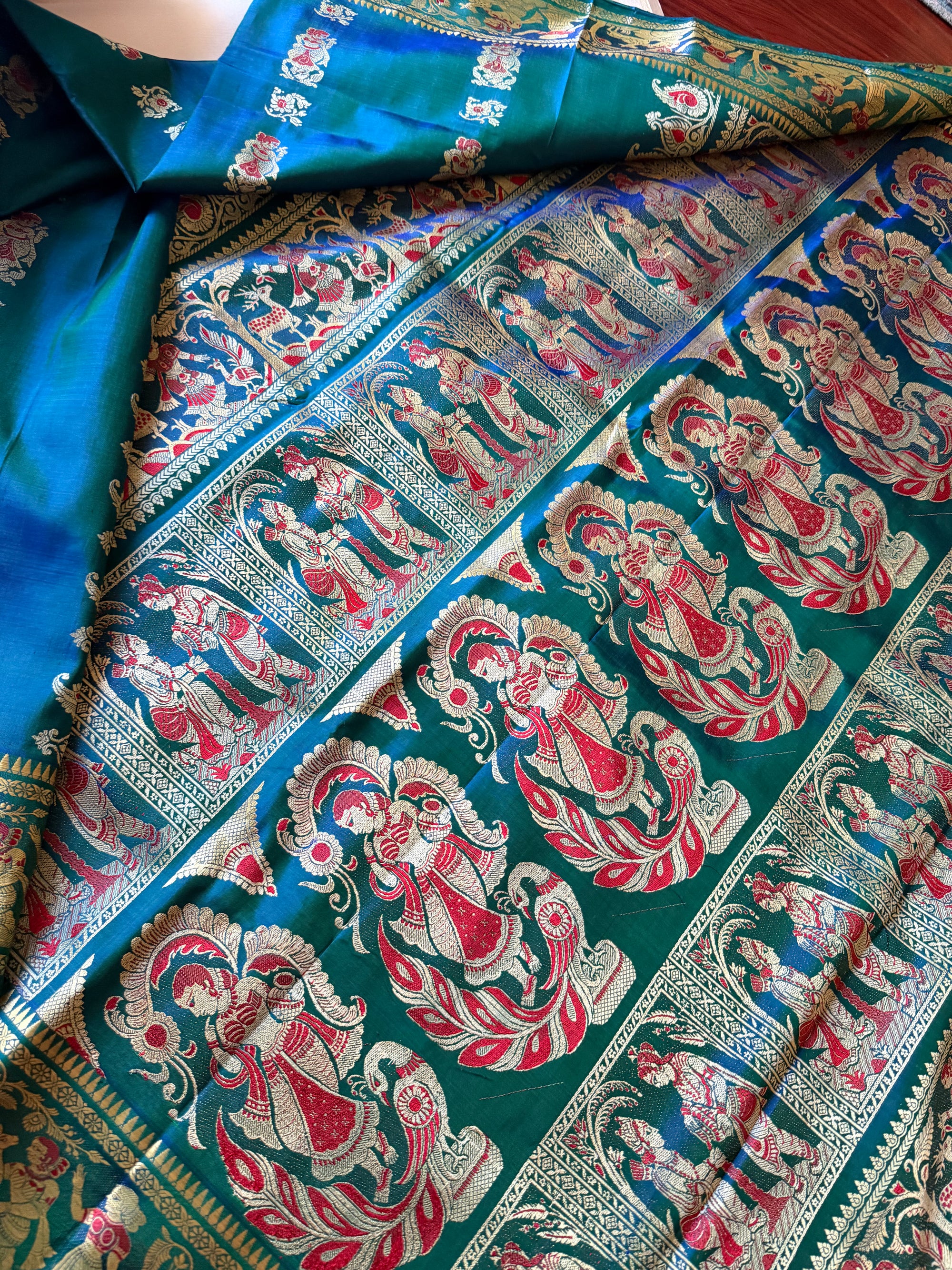 Baluchari Silk - Peacock Blue