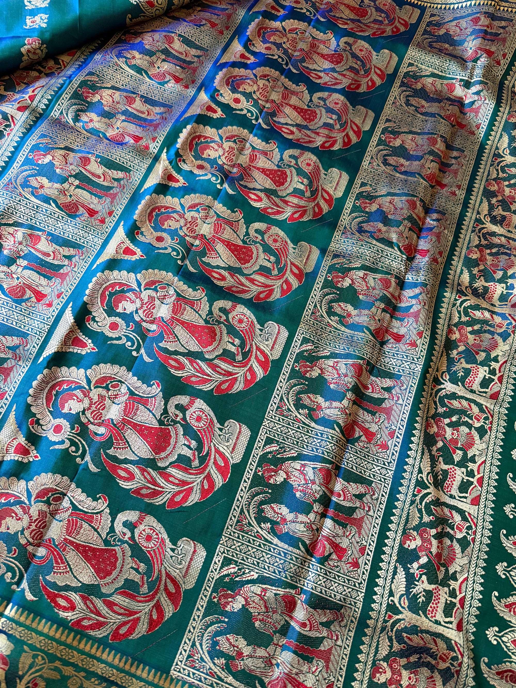 Baluchari Silk - Peacock Blue
