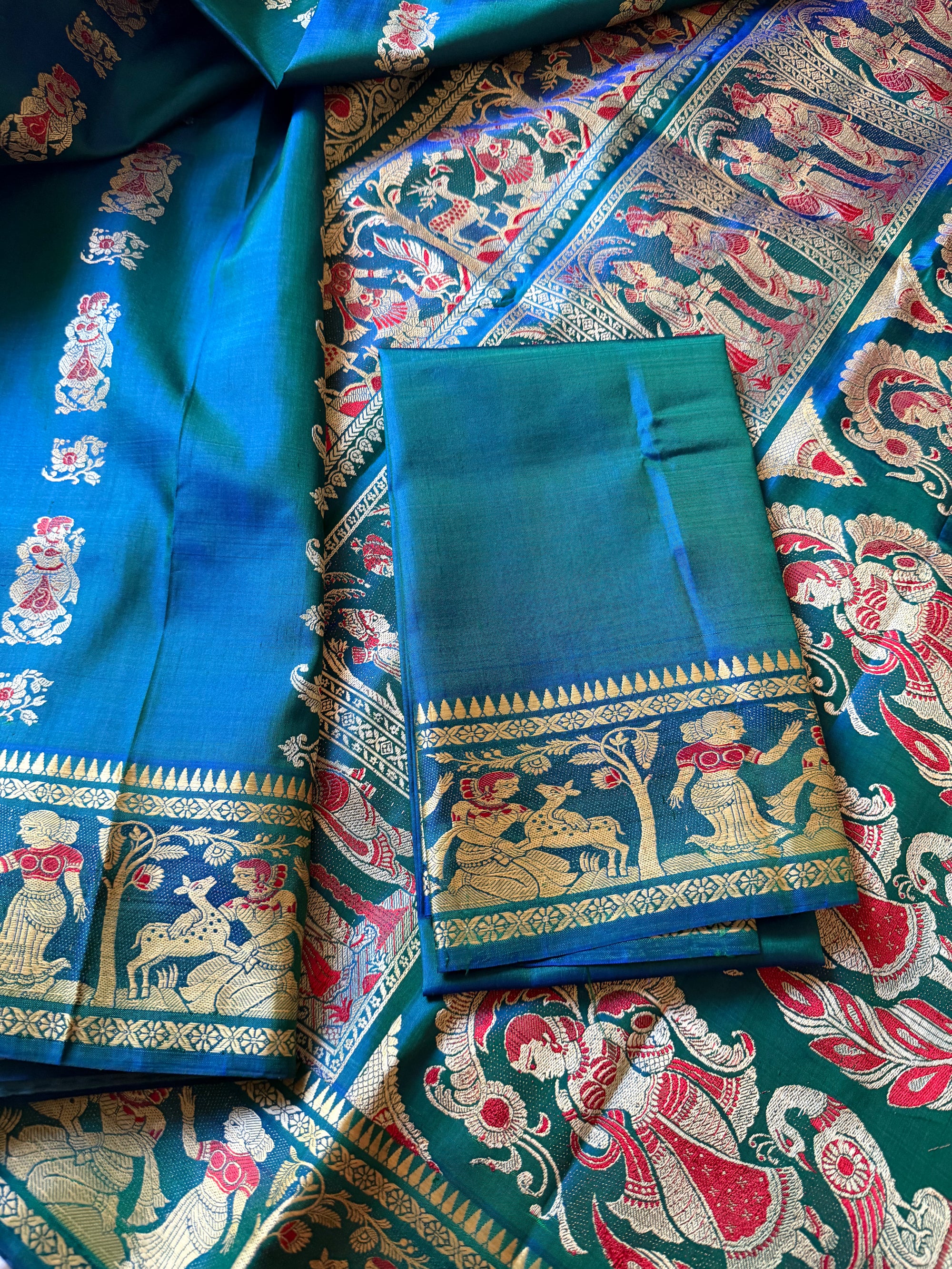 Baluchari Silk - Peacock Blue