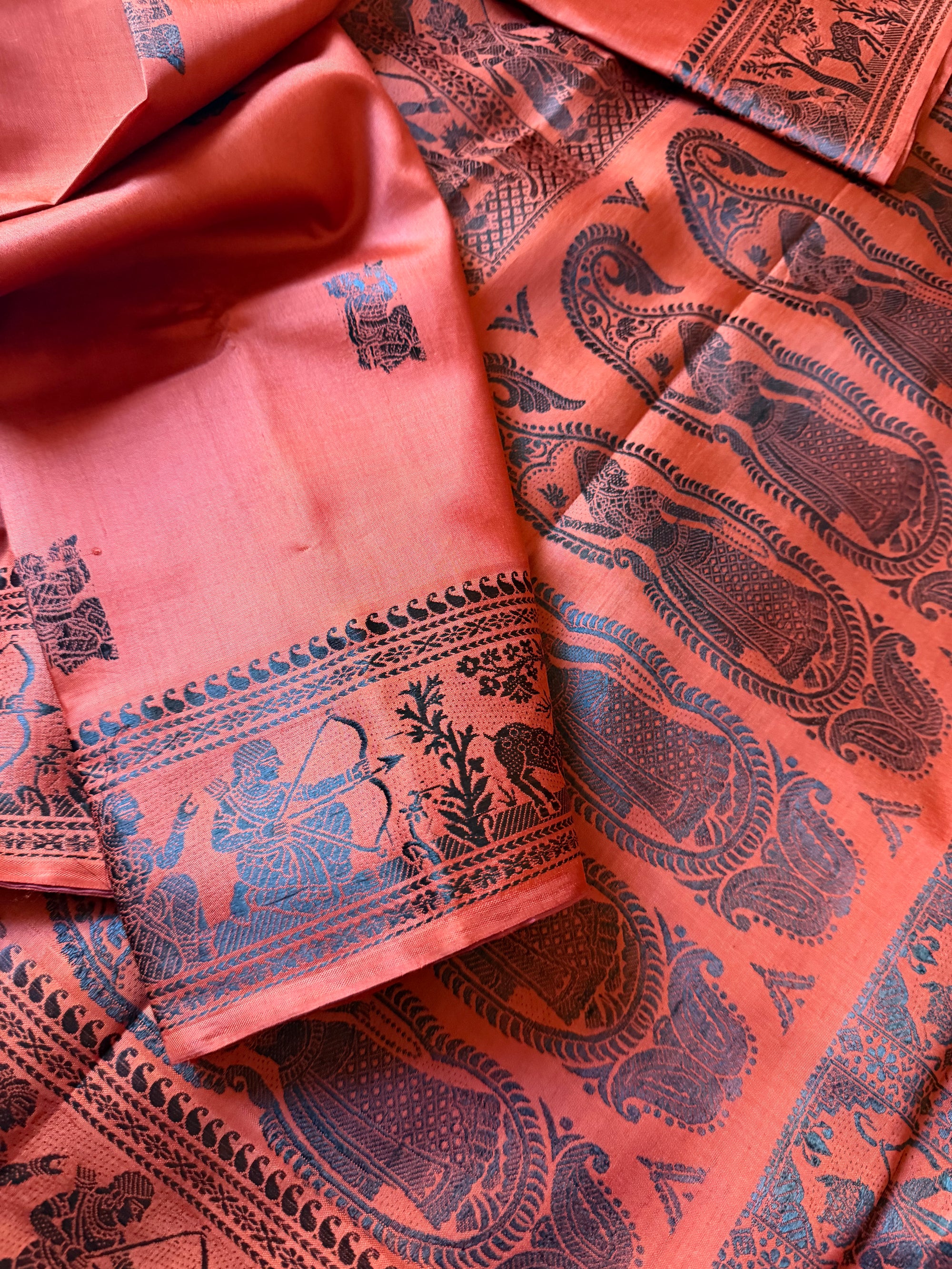 Baluchari Silk - Tomato Red