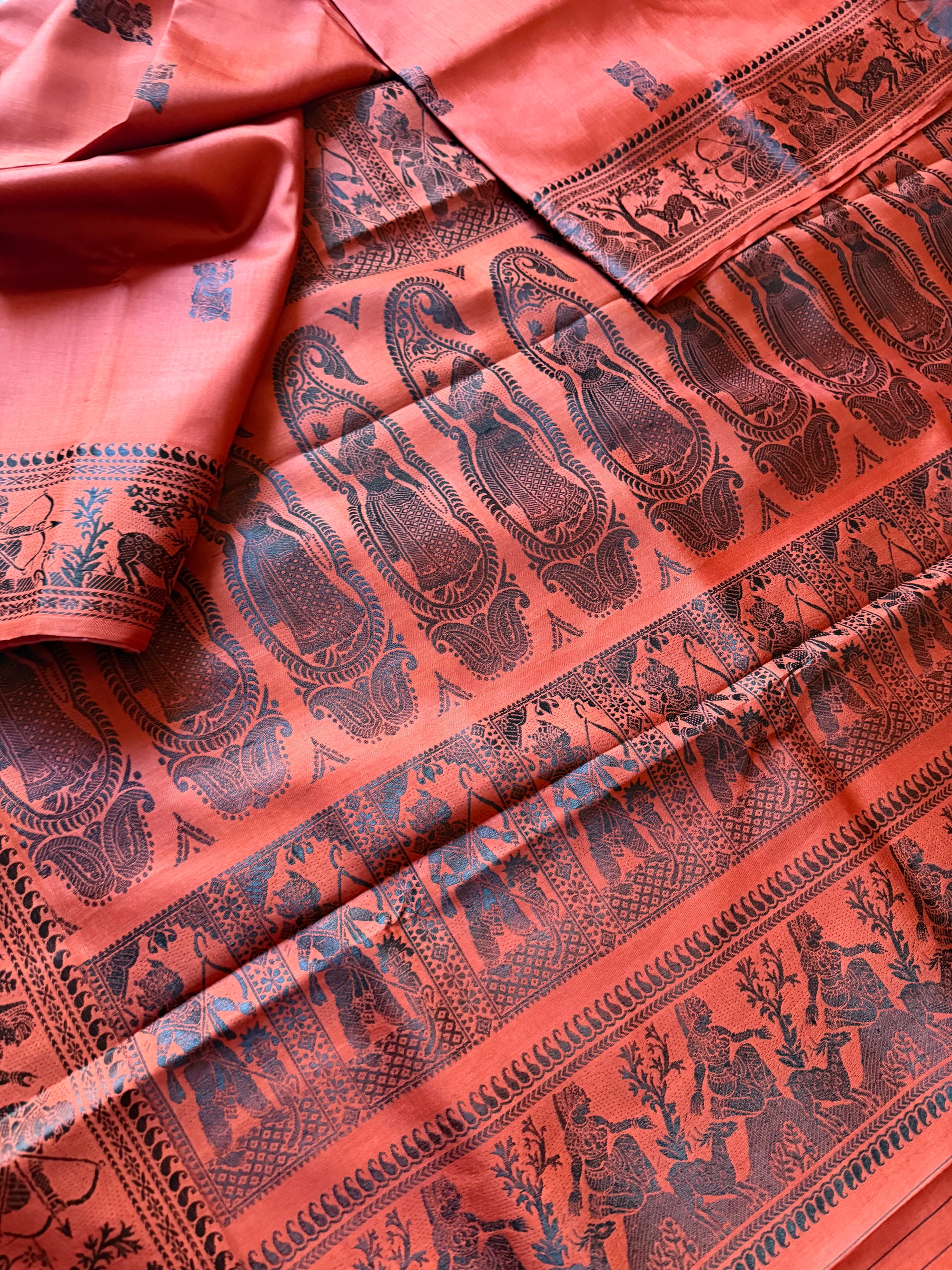 Baluchari Silk - Tomato Red