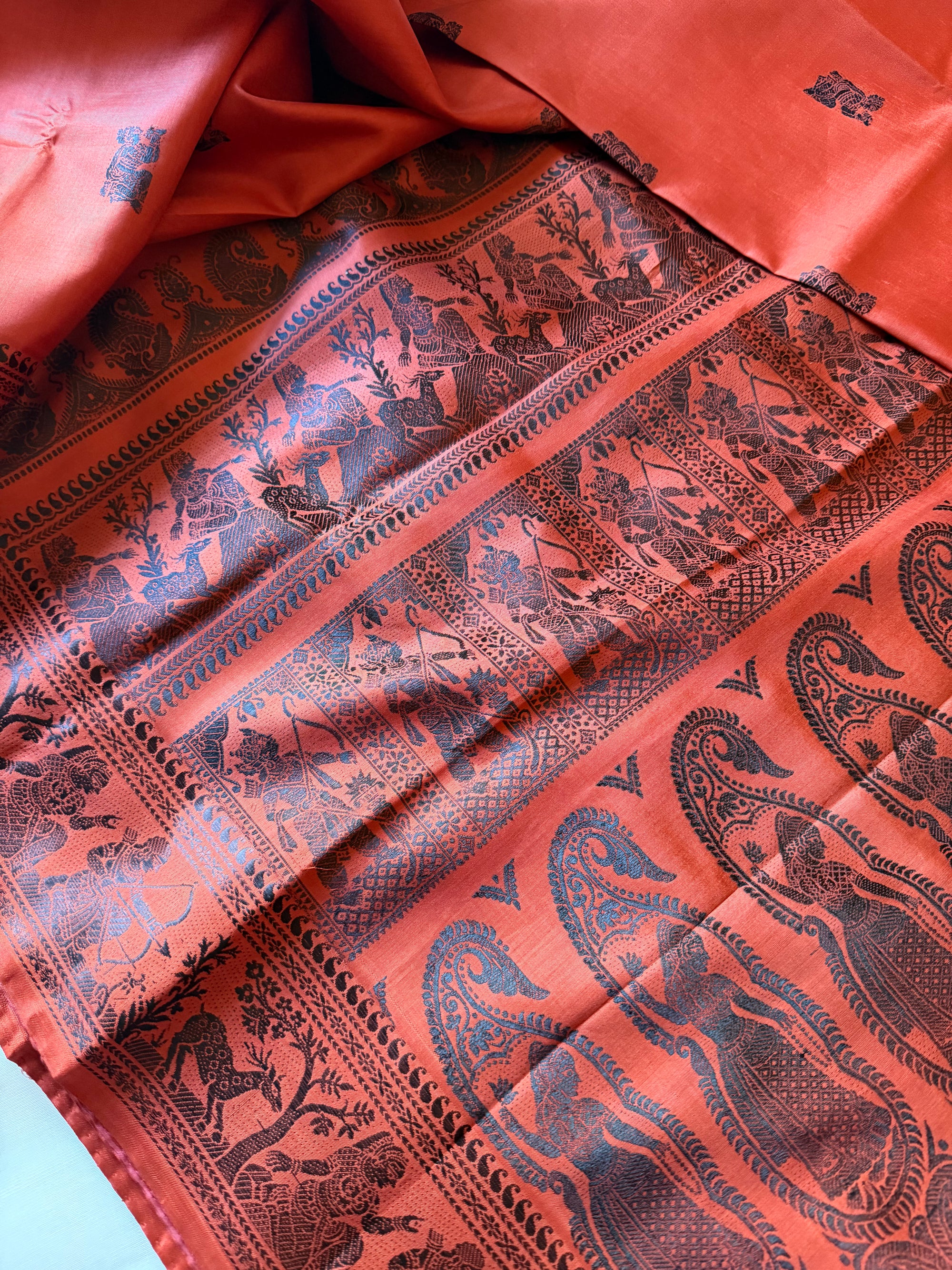 Baluchari Silk - Tomato Red