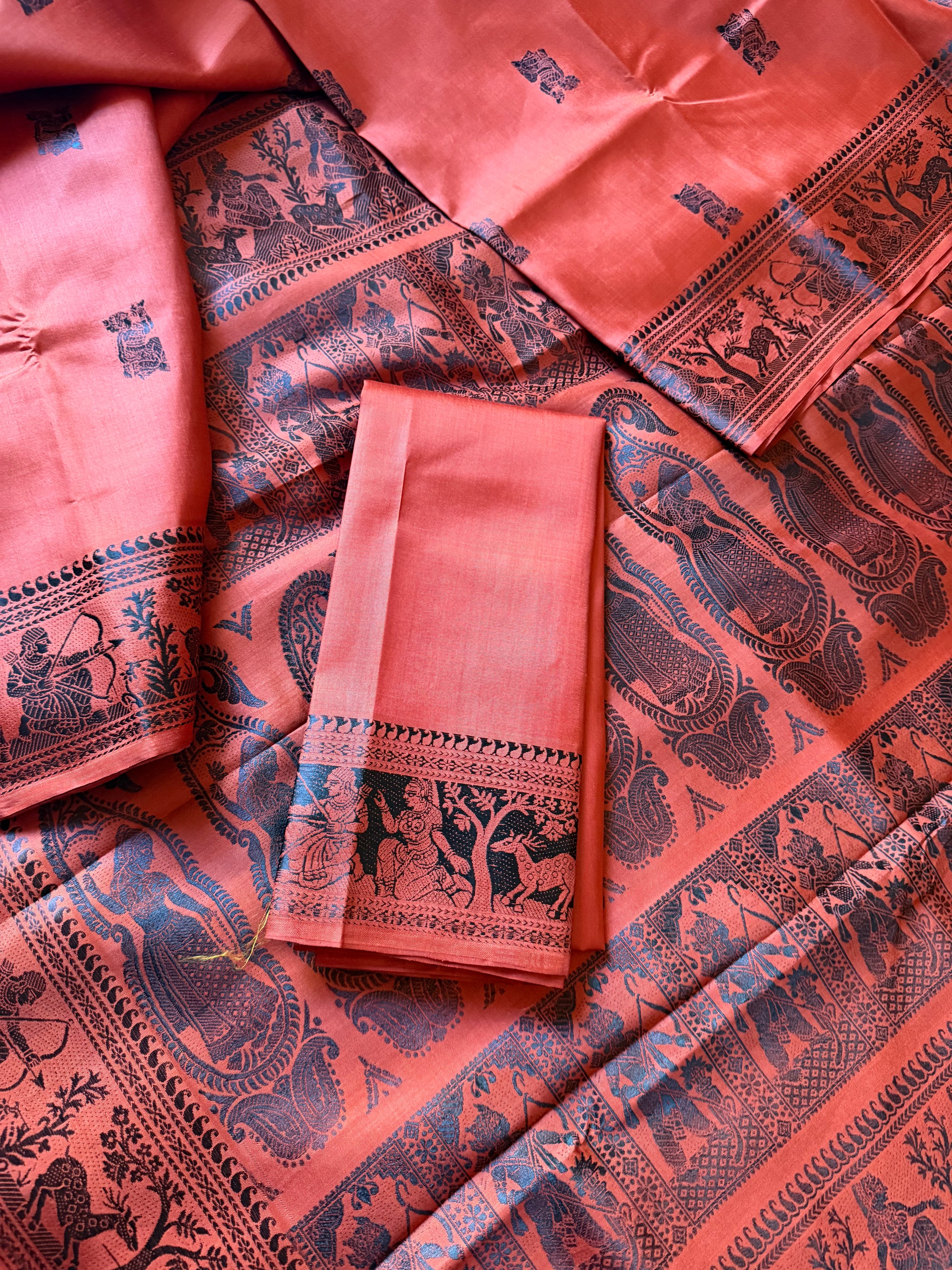 Baluchari Silk - Tomato Red