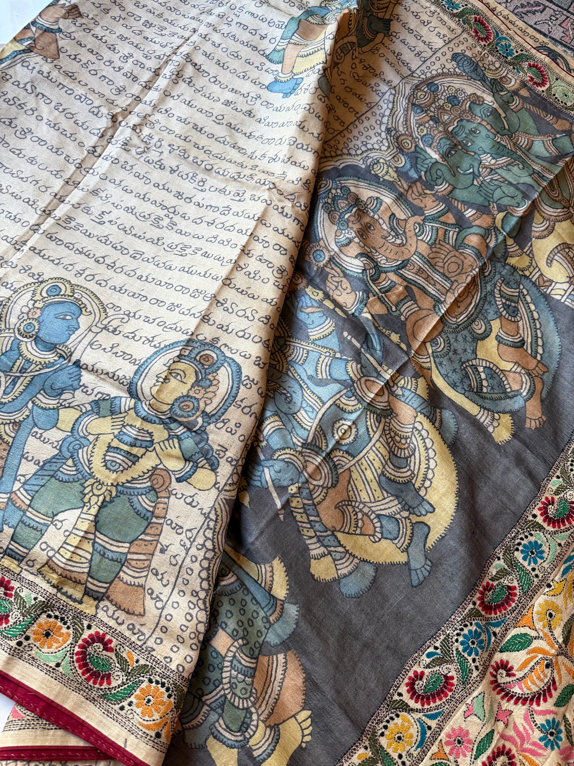 VRIKSHA: Kantha &amp; Pen Kalamkari on Tussar