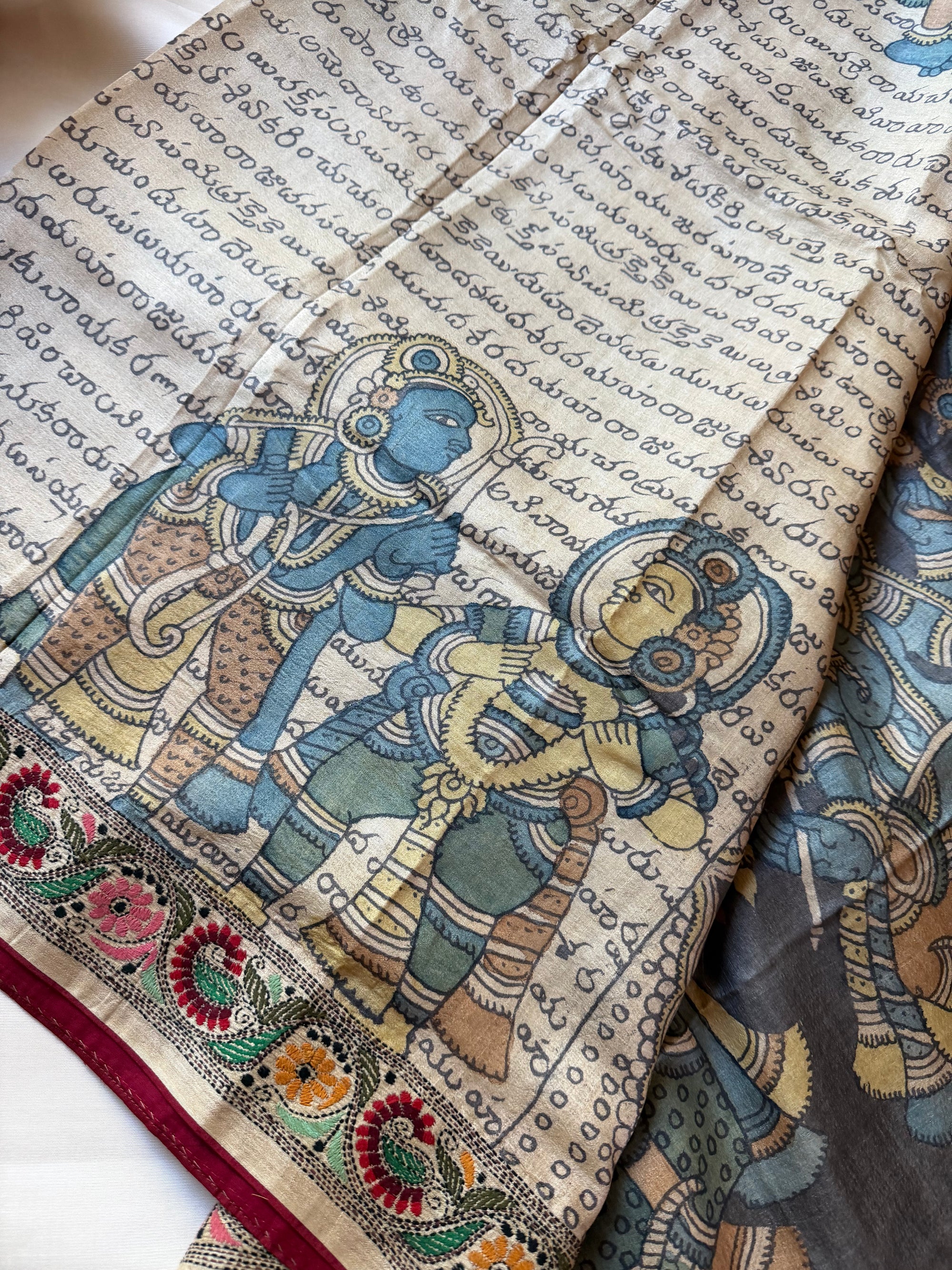 VRIKSHA: Kantha &amp; Pen Kalamkari on Tussar