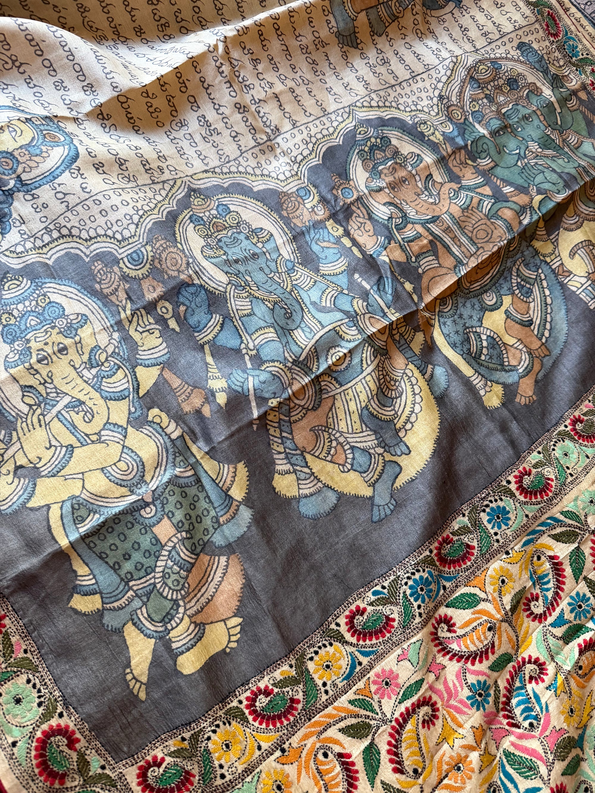 VRIKSHA: Kantha &amp; Pen Kalamkari on Tussar