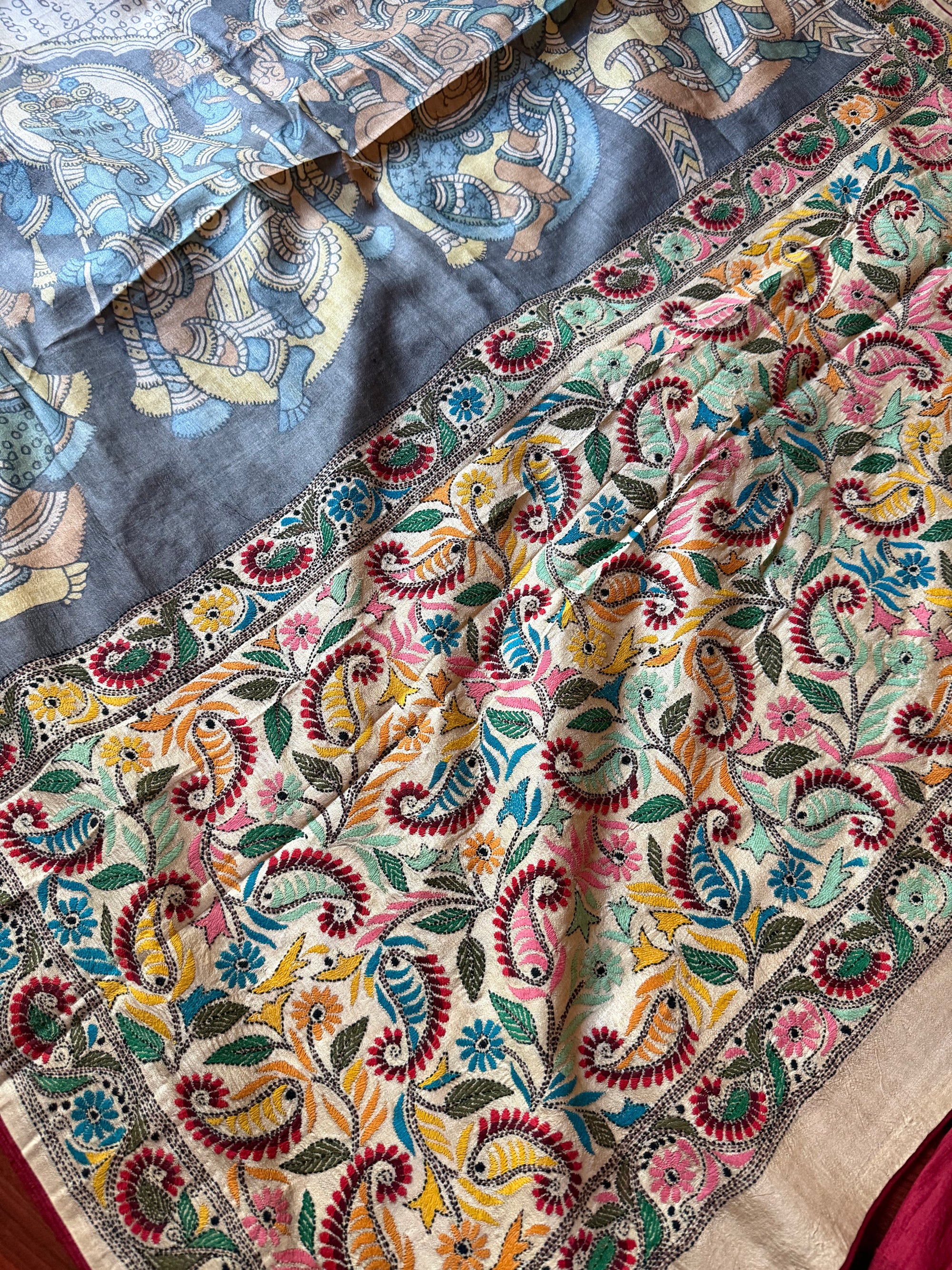 VRIKSHA: Kantha &amp; Pen Kalamkari on Tussar