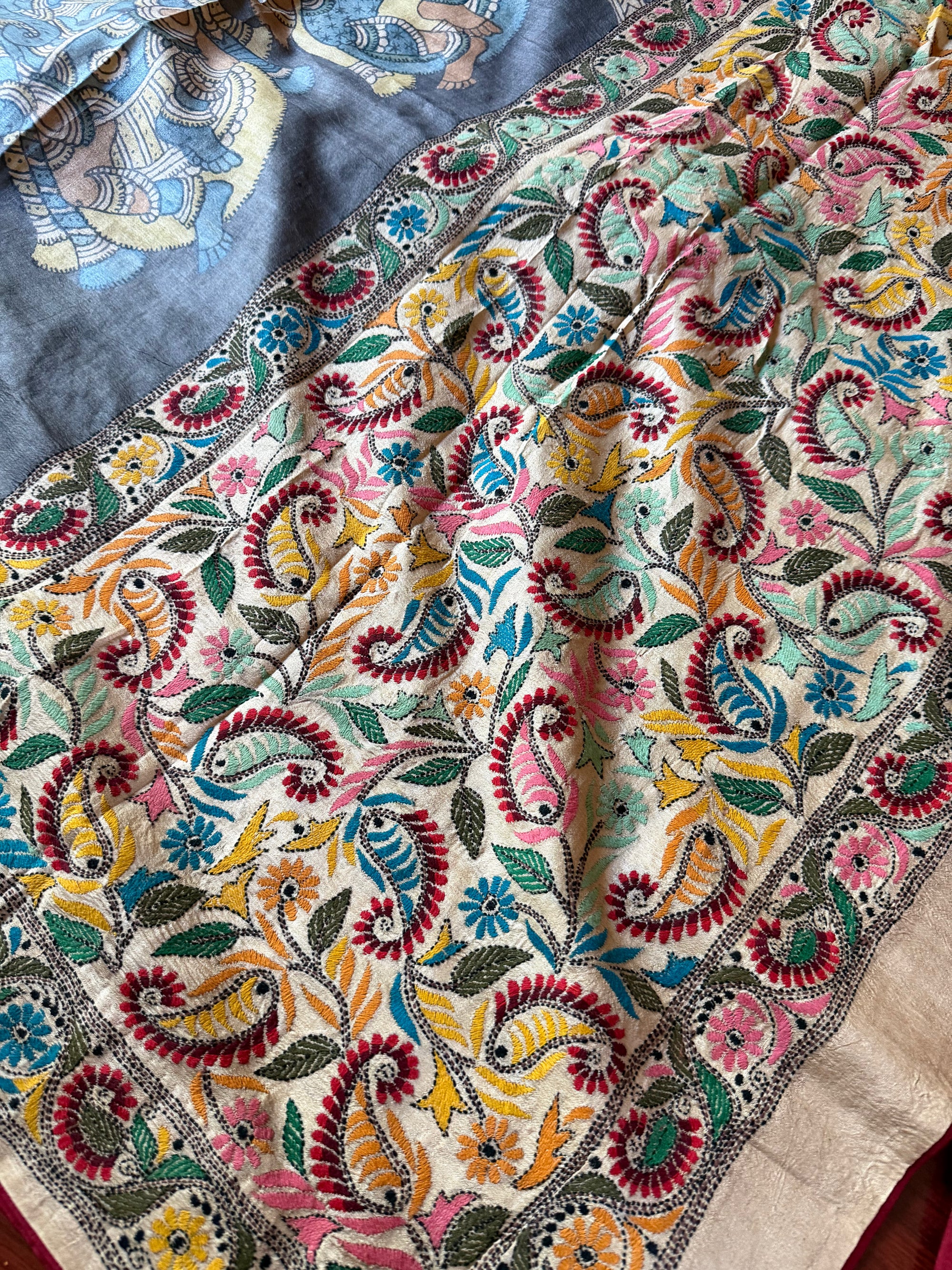 VRIKSHA: Kantha &amp; Pen Kalamkari on Tussar
