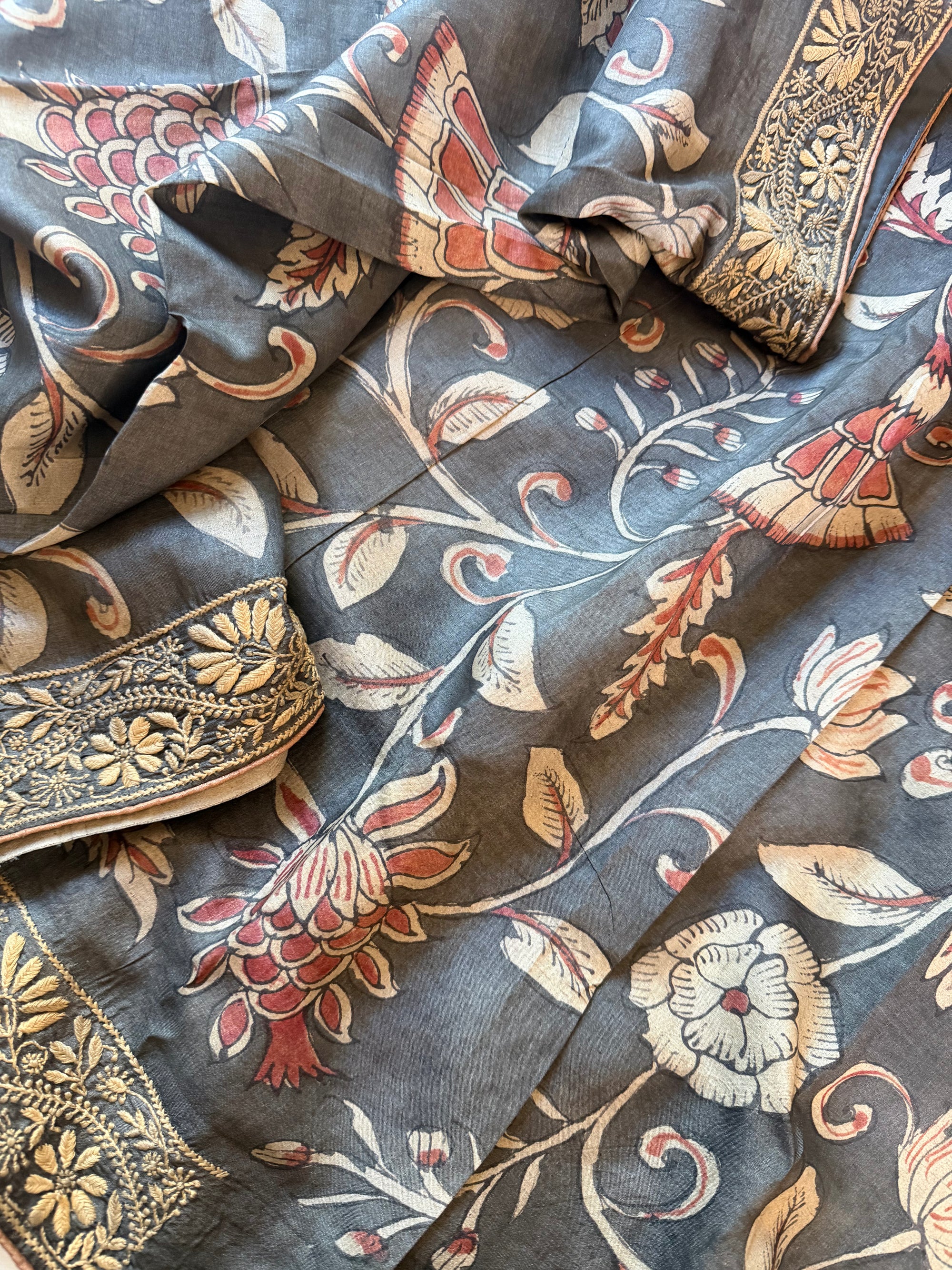 VRIKSHA: Pen Kalamkari and Chikankari on Tussar
