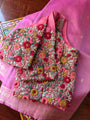 Handcrafted Tussar Blouse with French knot embroidery - Pink