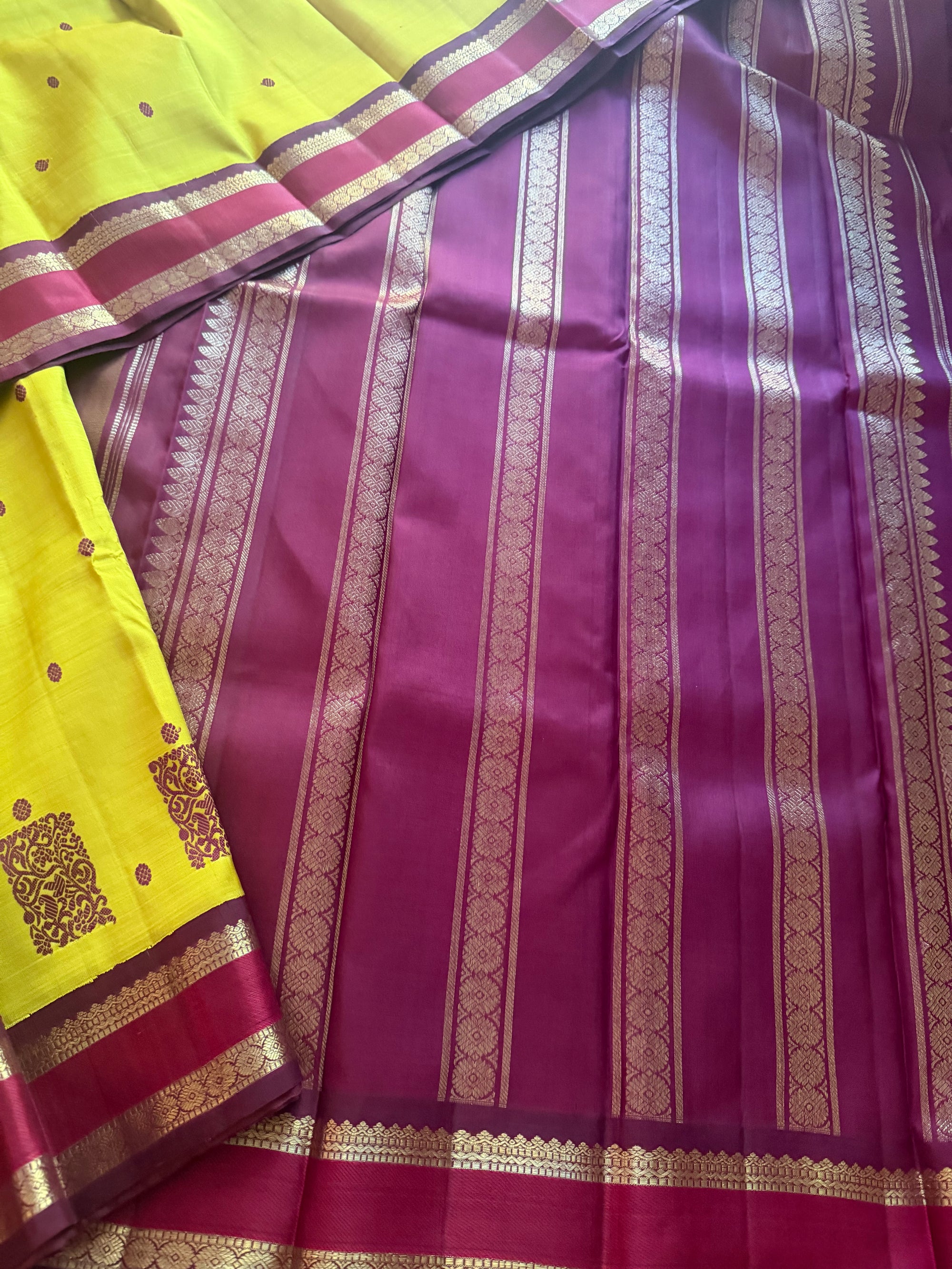 MYTHILI:  Vintage Inspired Korvai Kanjivaram with beetu butta (Sampanga)