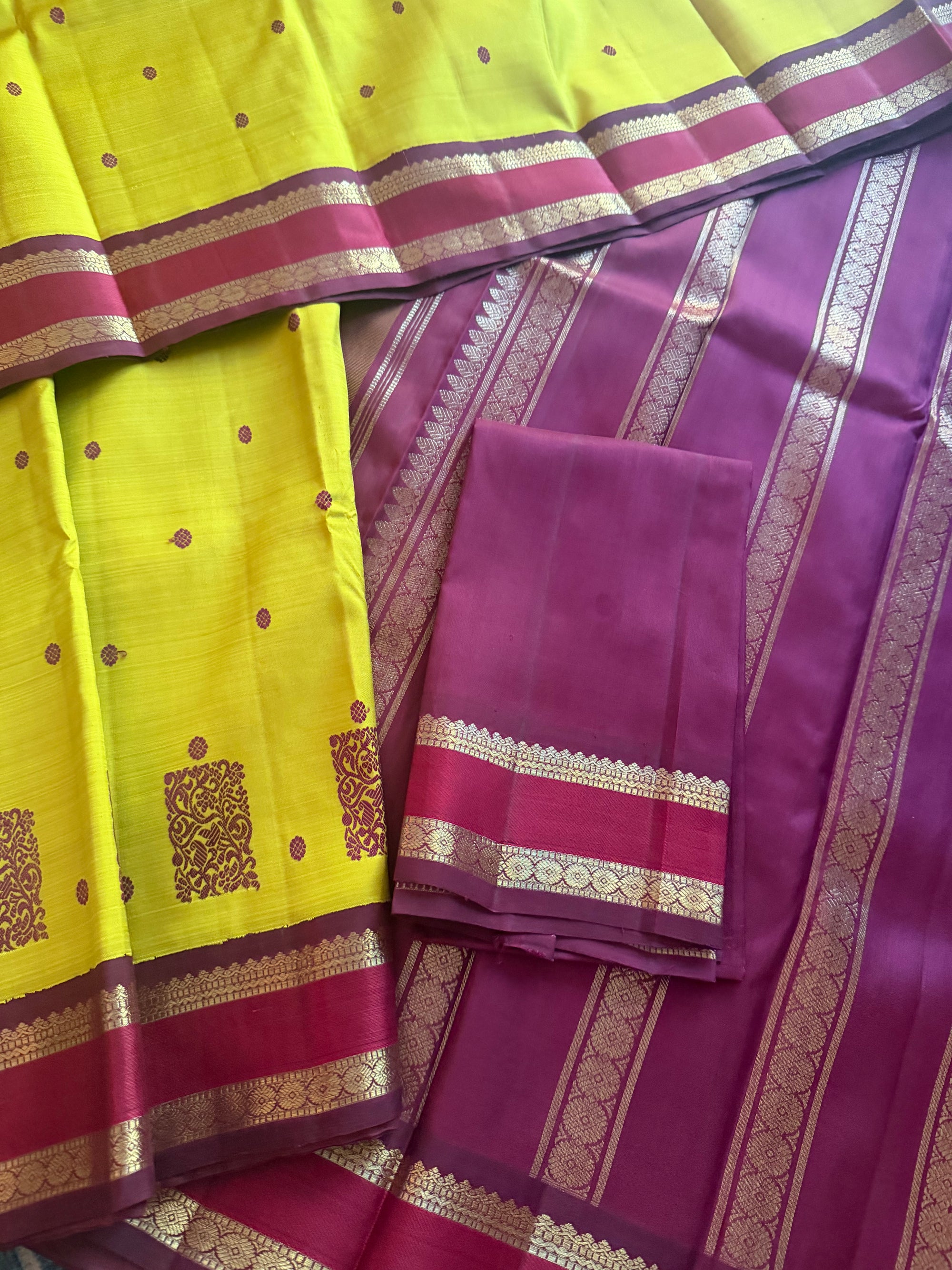 MYTHILI:  Vintage Inspired Korvai Kanjivaram with beetu butta (Sampanga)