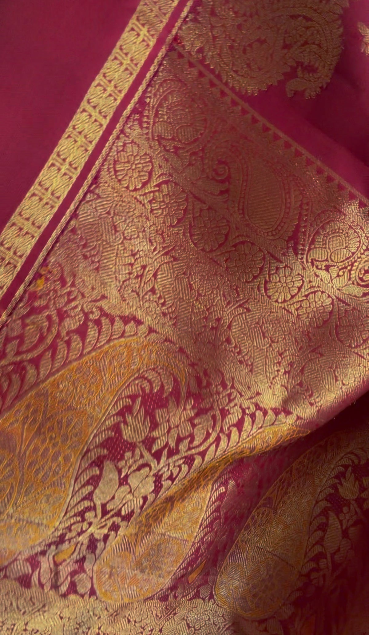 MYTHILI:  A tale of three different weaves (Kanjivaram Silk) WINE MAROON