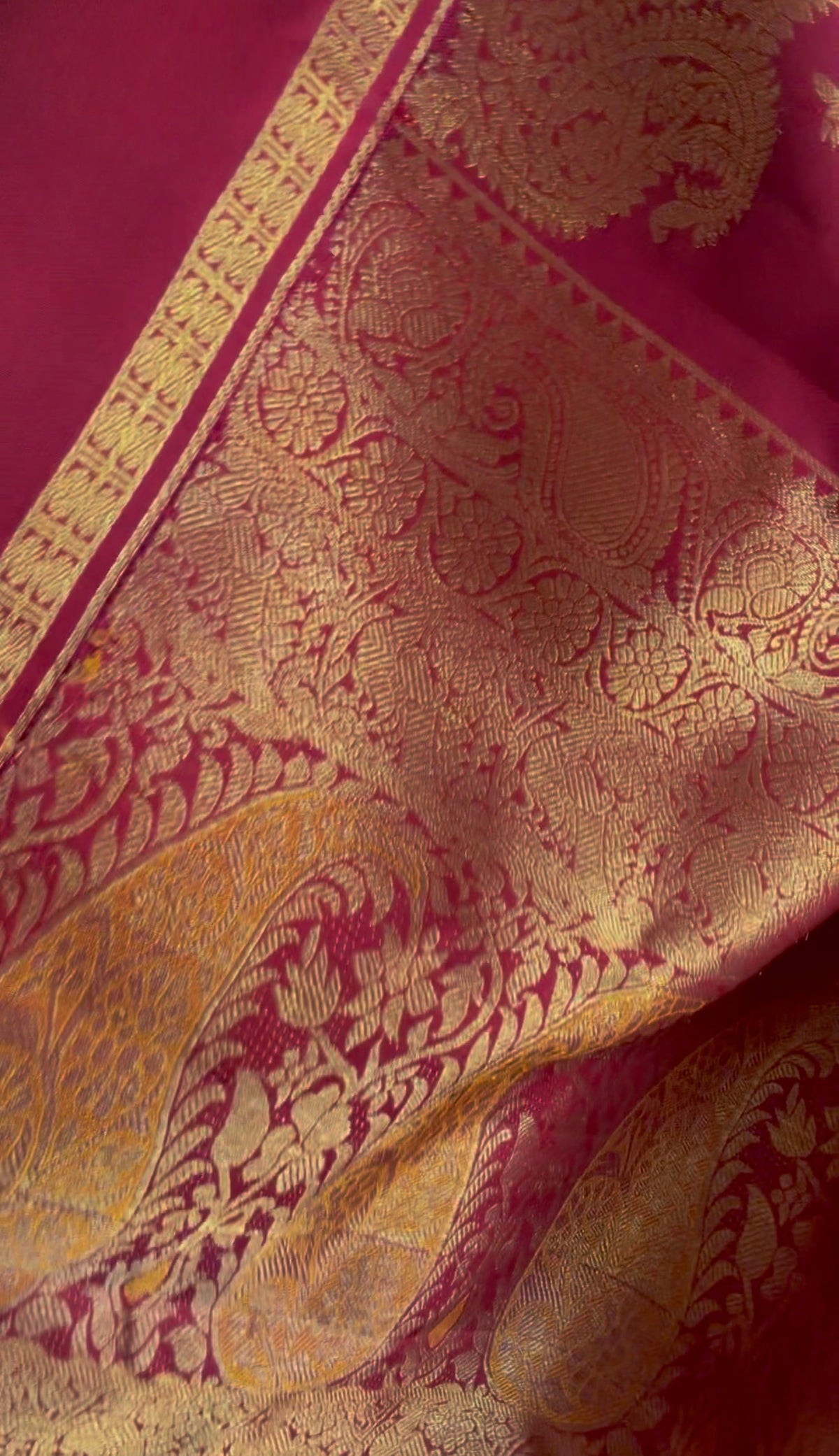 MYTHILI:  A tale of three different weaves (Kanjivaram Silk) WINE MAROON
