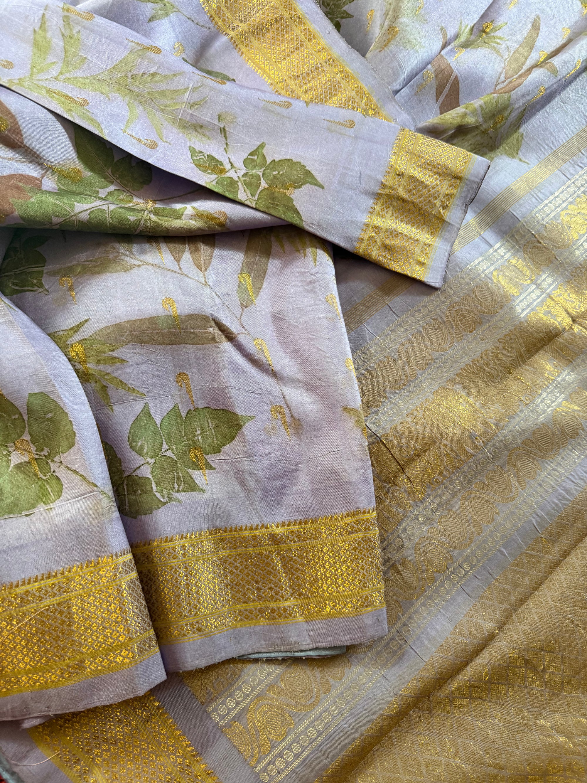 Pure Gadwal Silk with Ecoprints