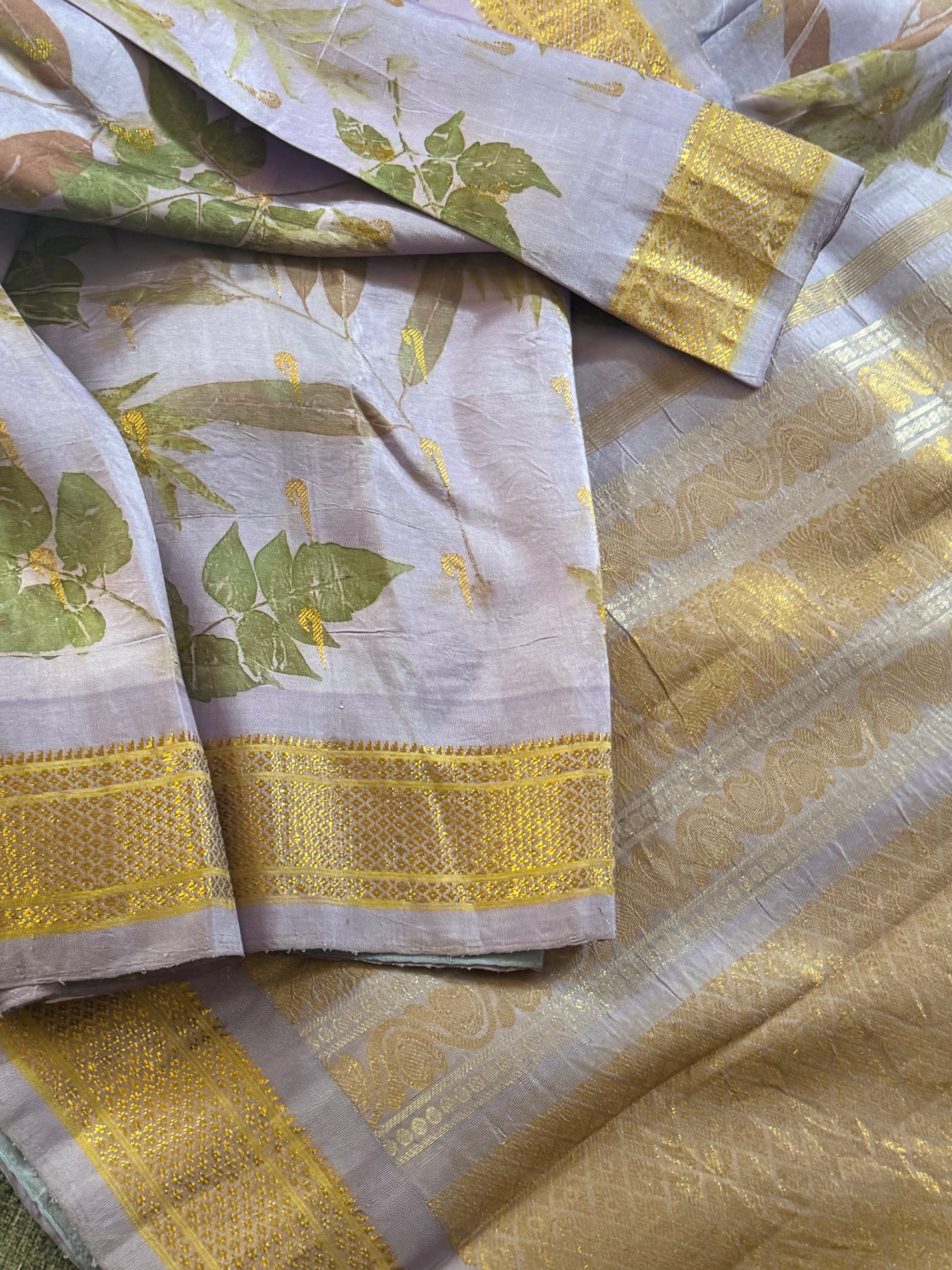 Pure Gadwal Silk with Ecoprints