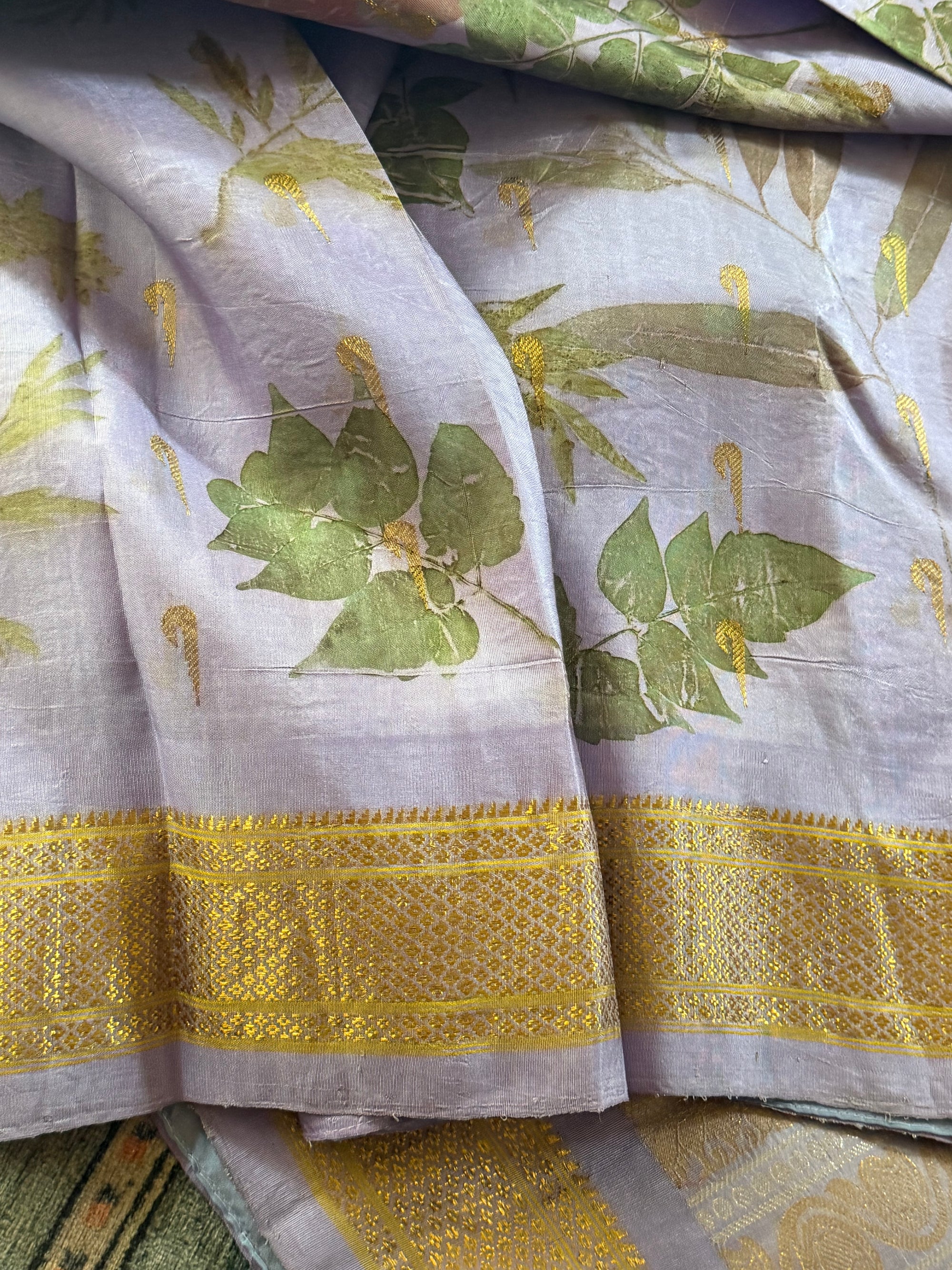 Pure Gadwal Silk with Ecoprints