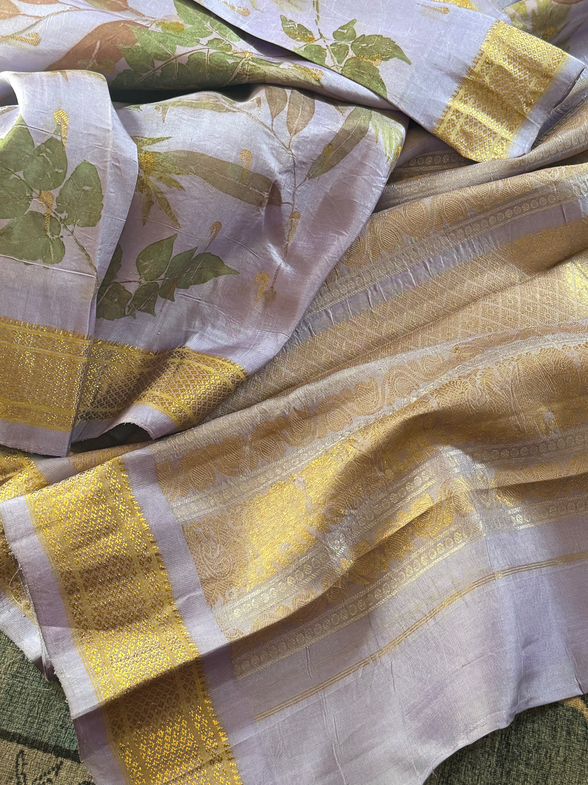 Pure Gadwal Silk with Ecoprints