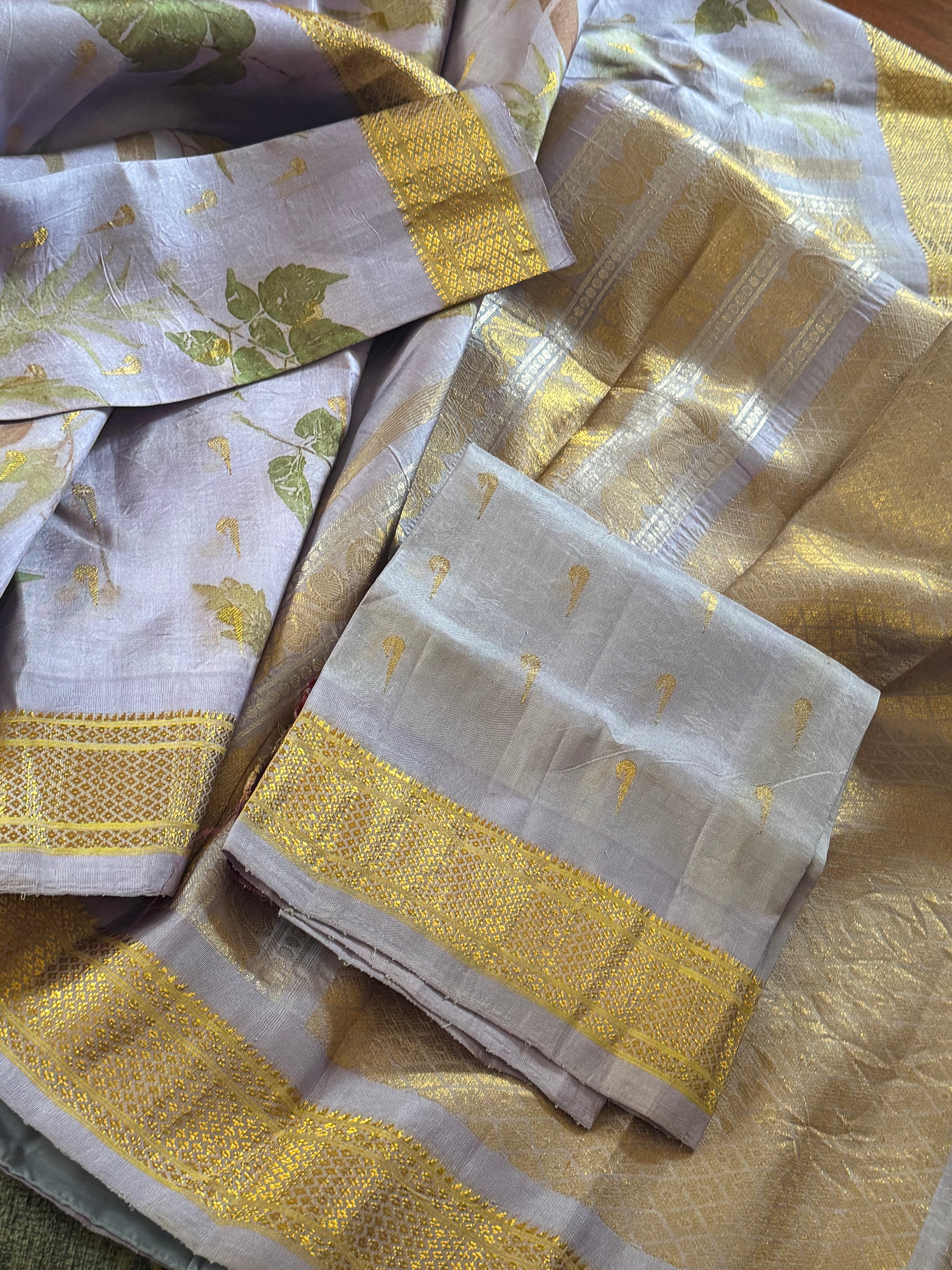 Pure Gadwal Silk with Ecoprints