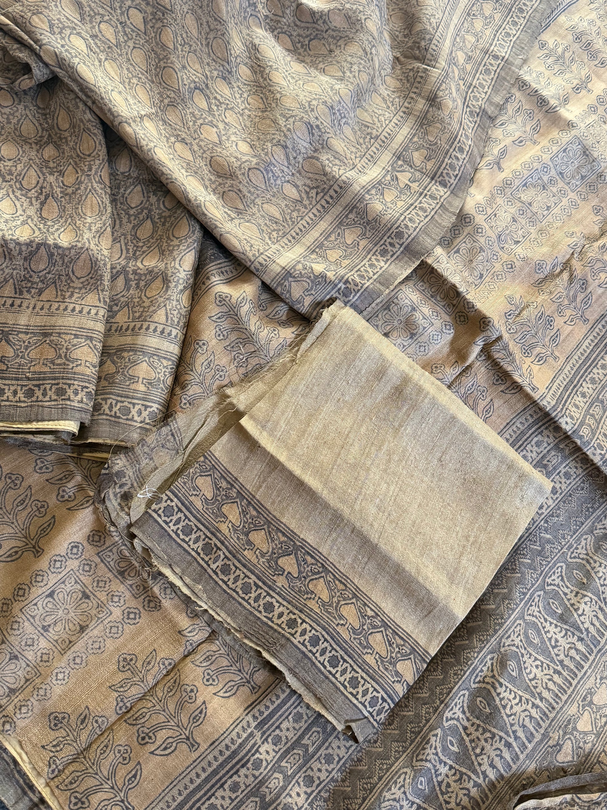 Blockprinted Kodalikaruppur - Tussar