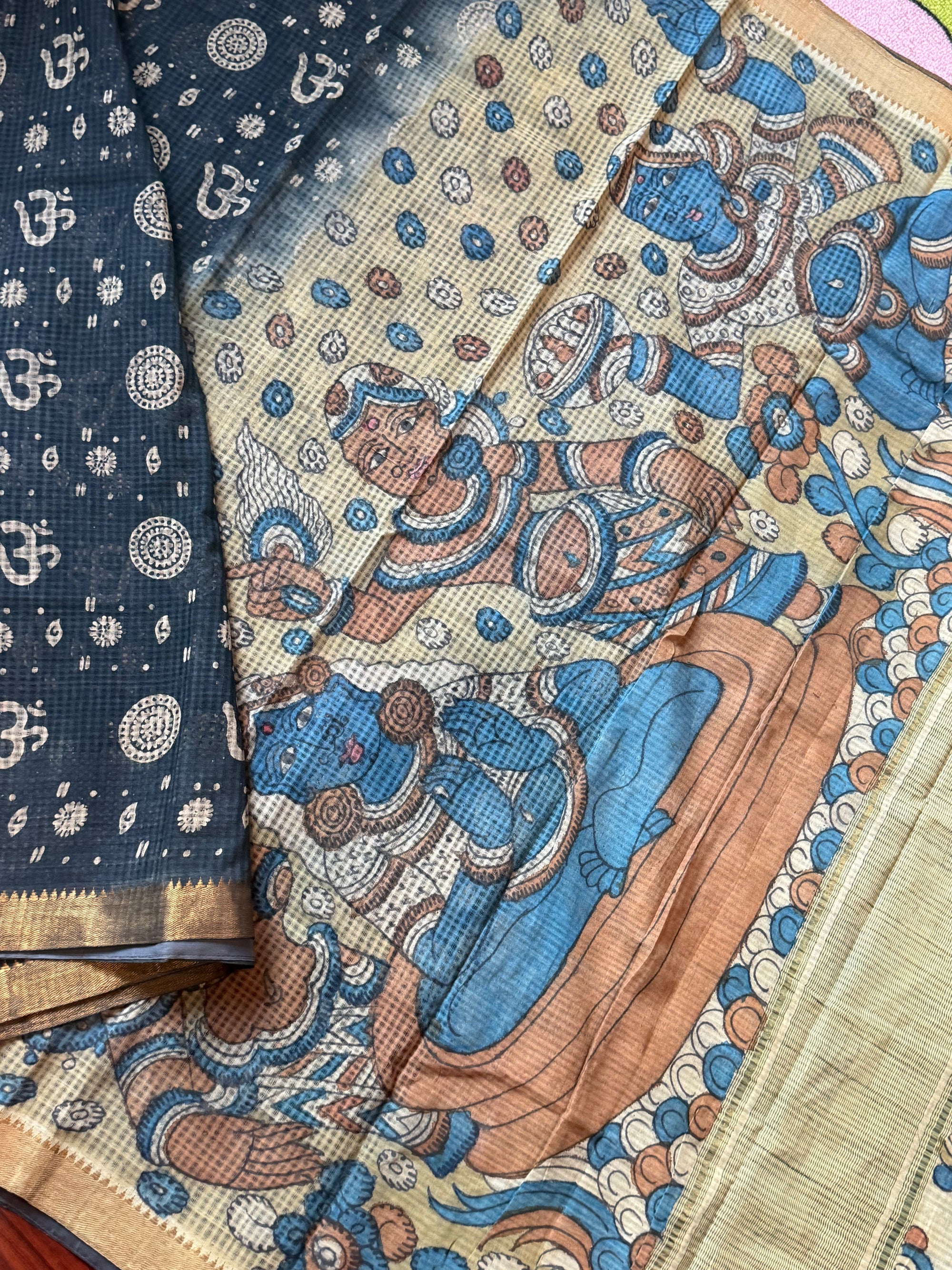 Blockprints + Kalamkari on Mangalagiri Cotton