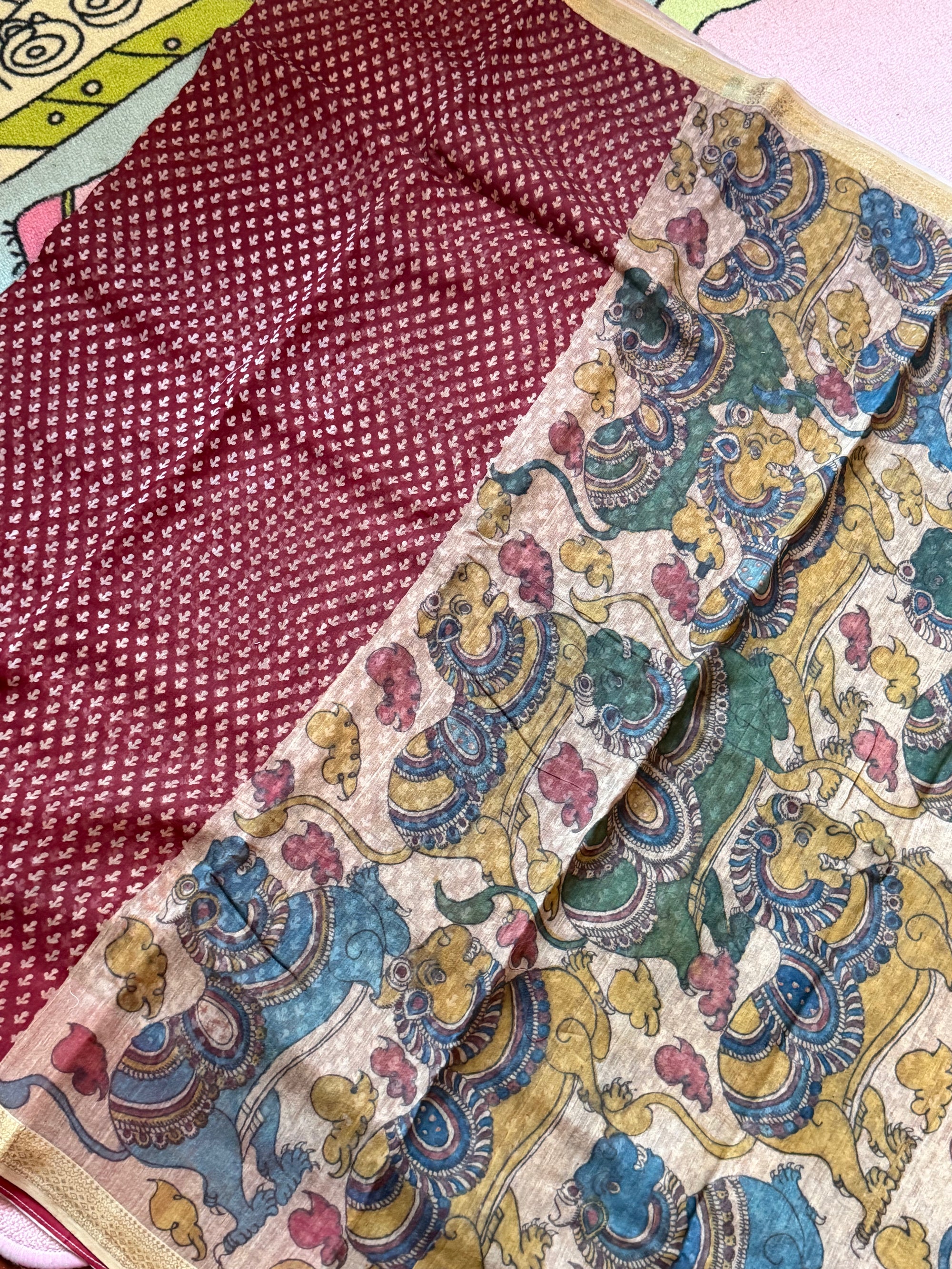 Blockprints + Kalamkari on Mangalagiri Cotton