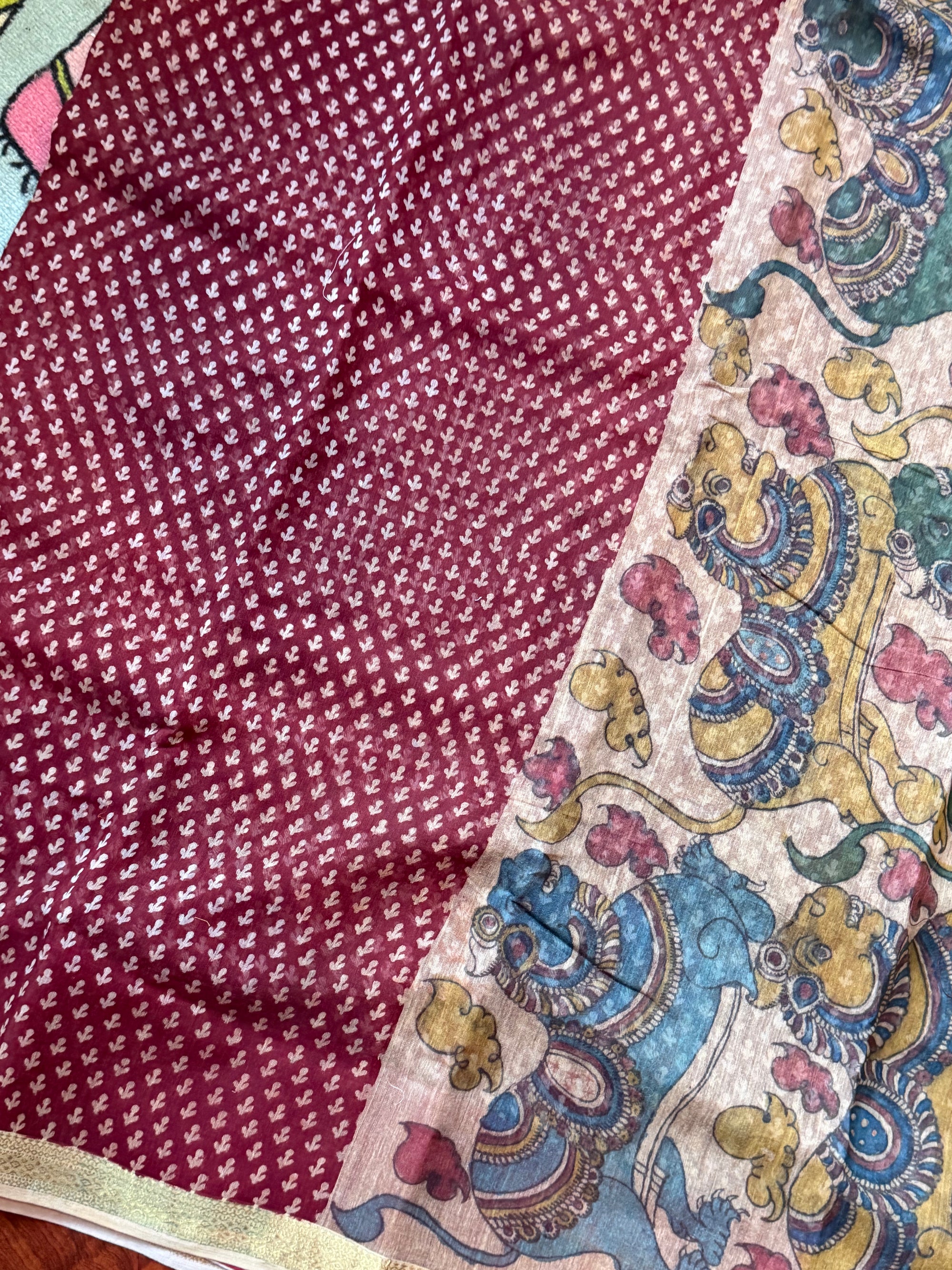 Blockprints + Kalamkari on Mangalagiri Cotton