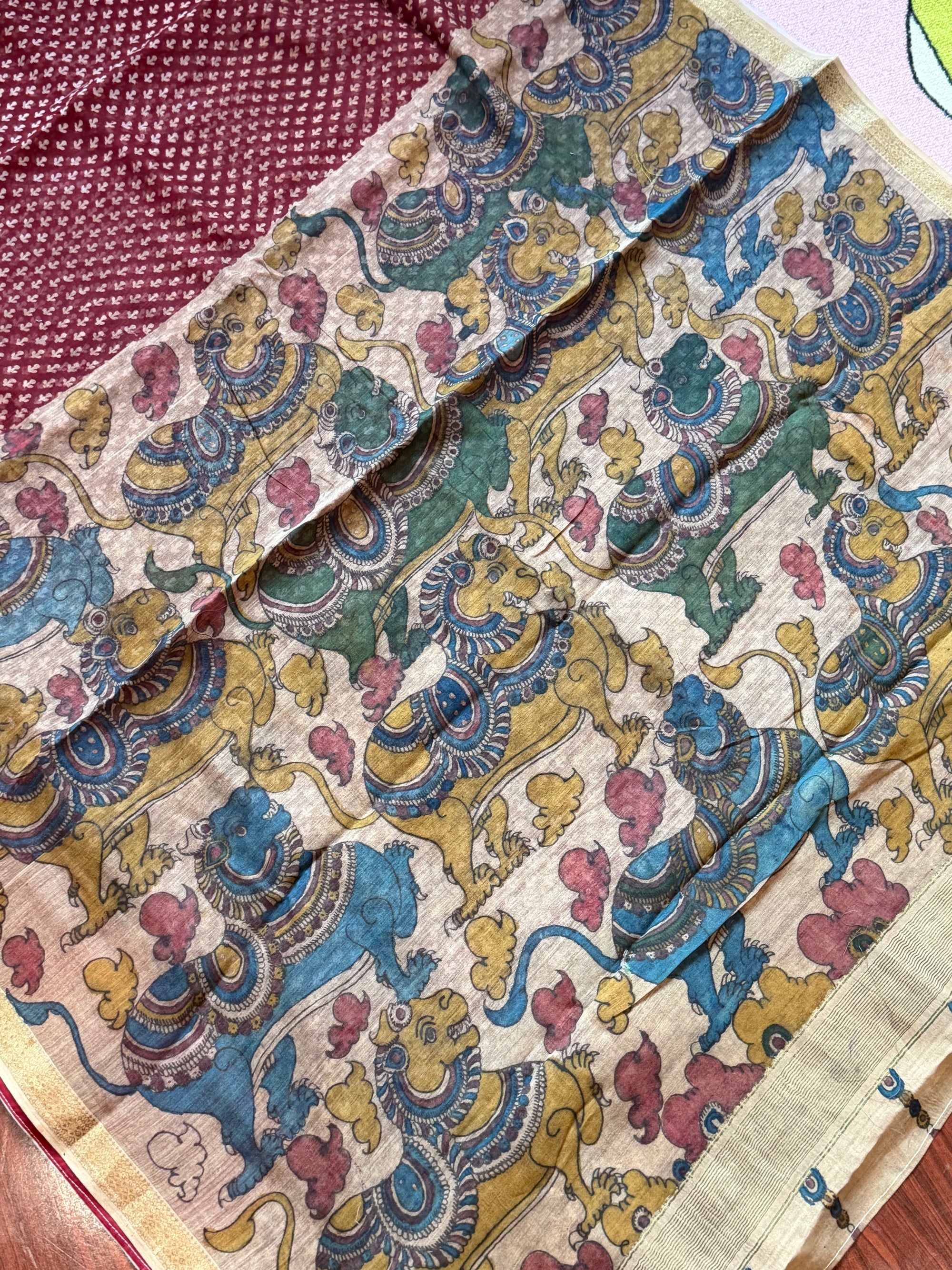 Blockprints + Kalamkari on Mangalagiri Cotton