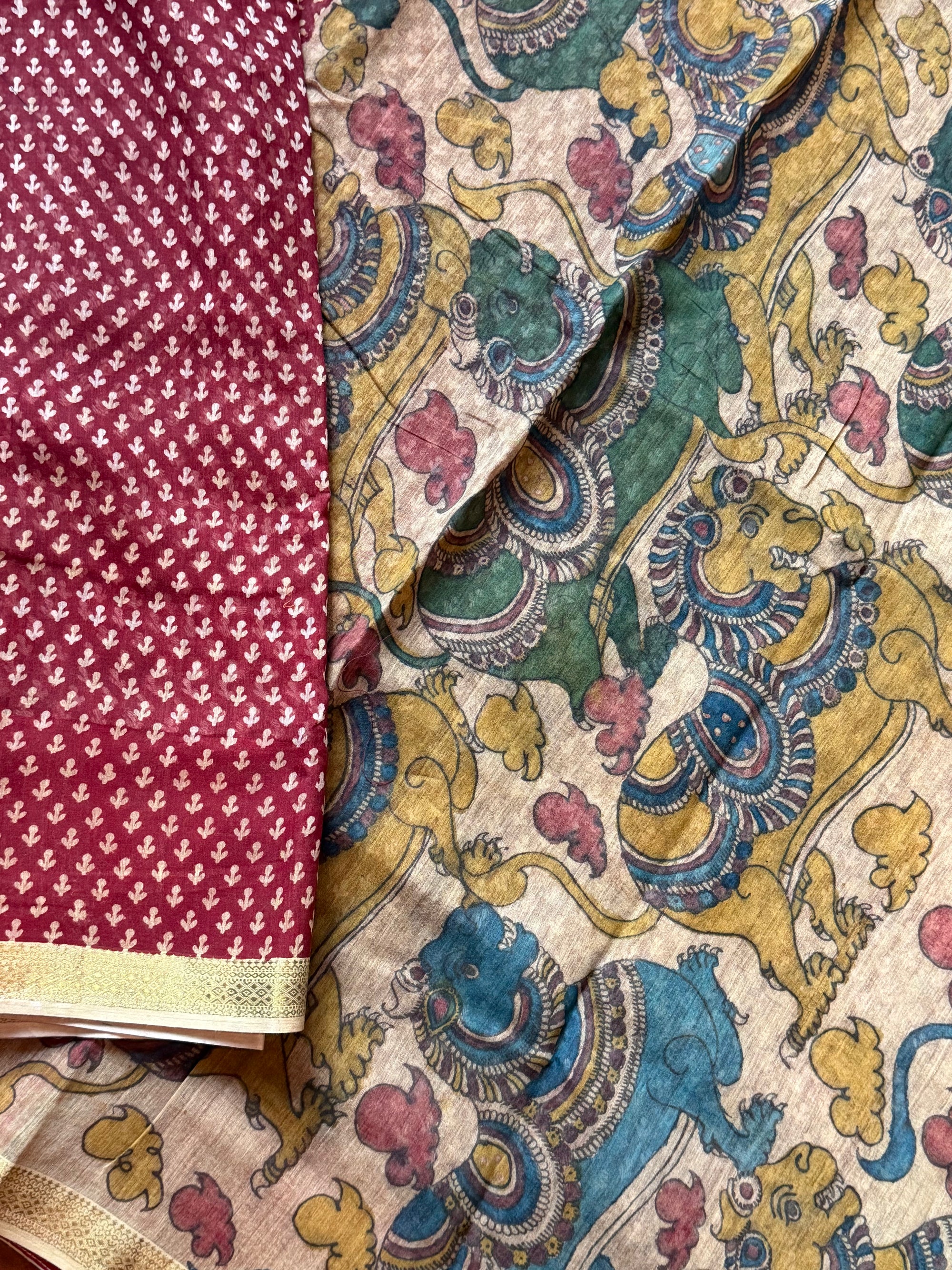 Blockprints + Kalamkari on Mangalagiri Cotton