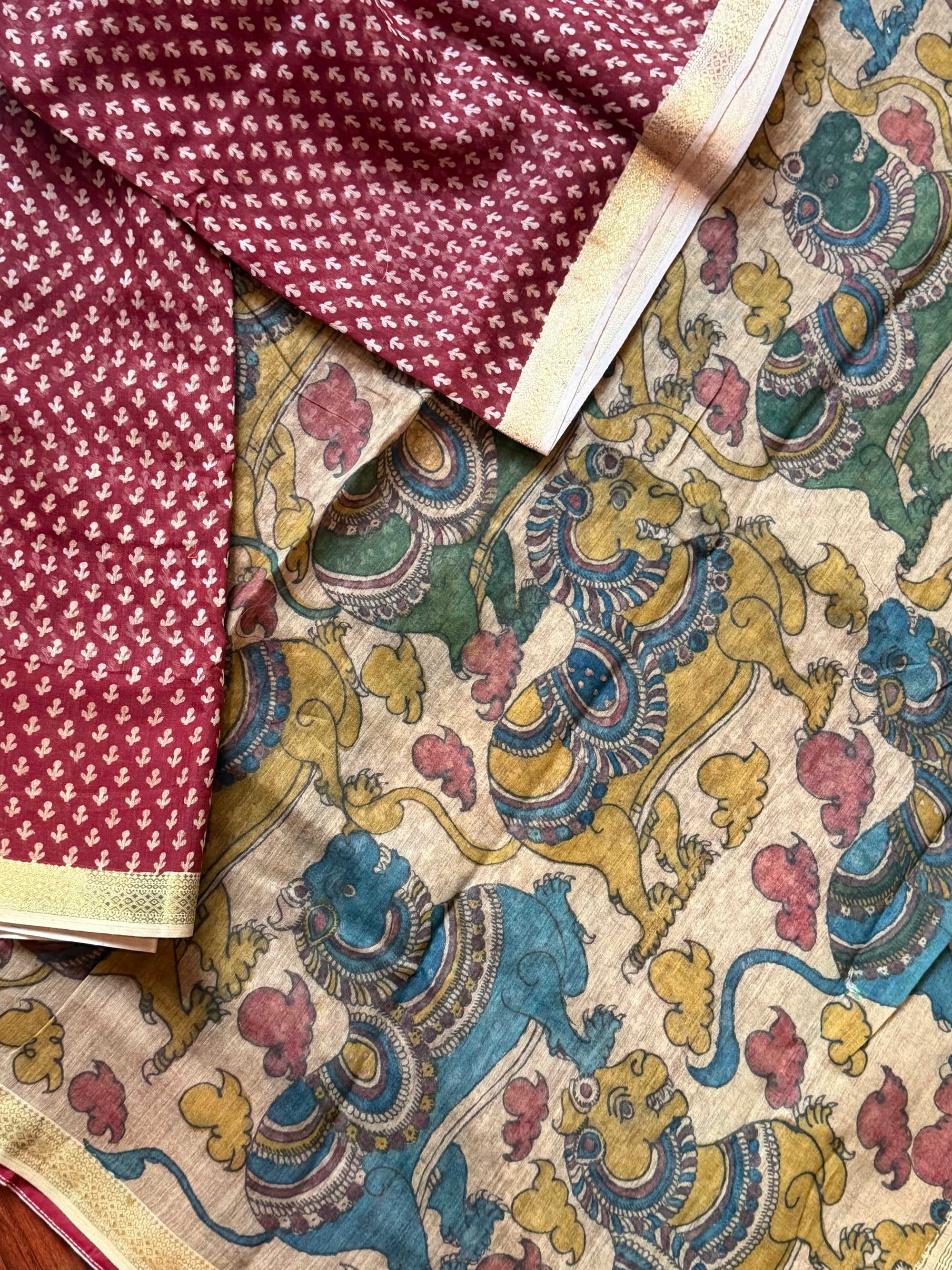 Blockprints + Kalamkari on Mangalagiri Cotton