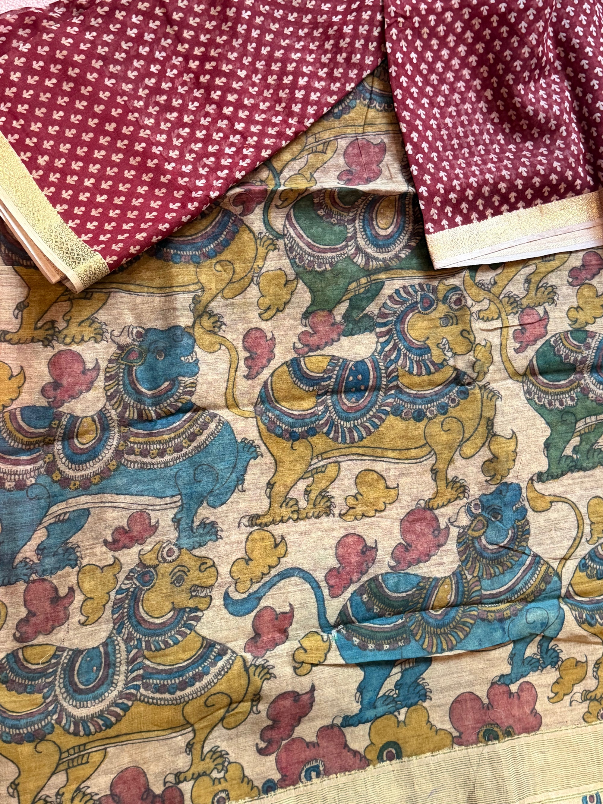 Blockprints + Kalamkari on Mangalagiri Cotton