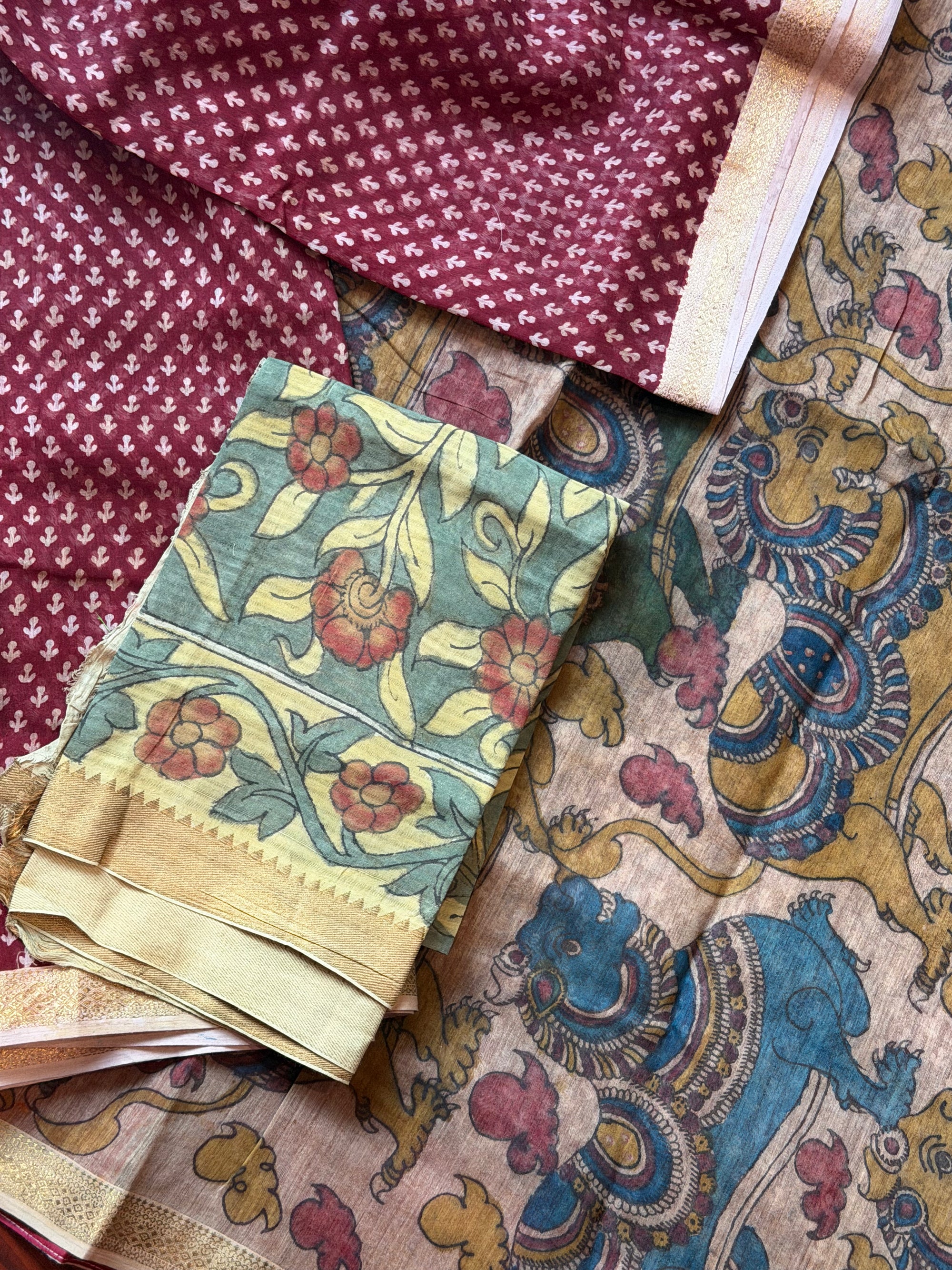 Blockprints + Kalamkari on Mangalagiri Cotton