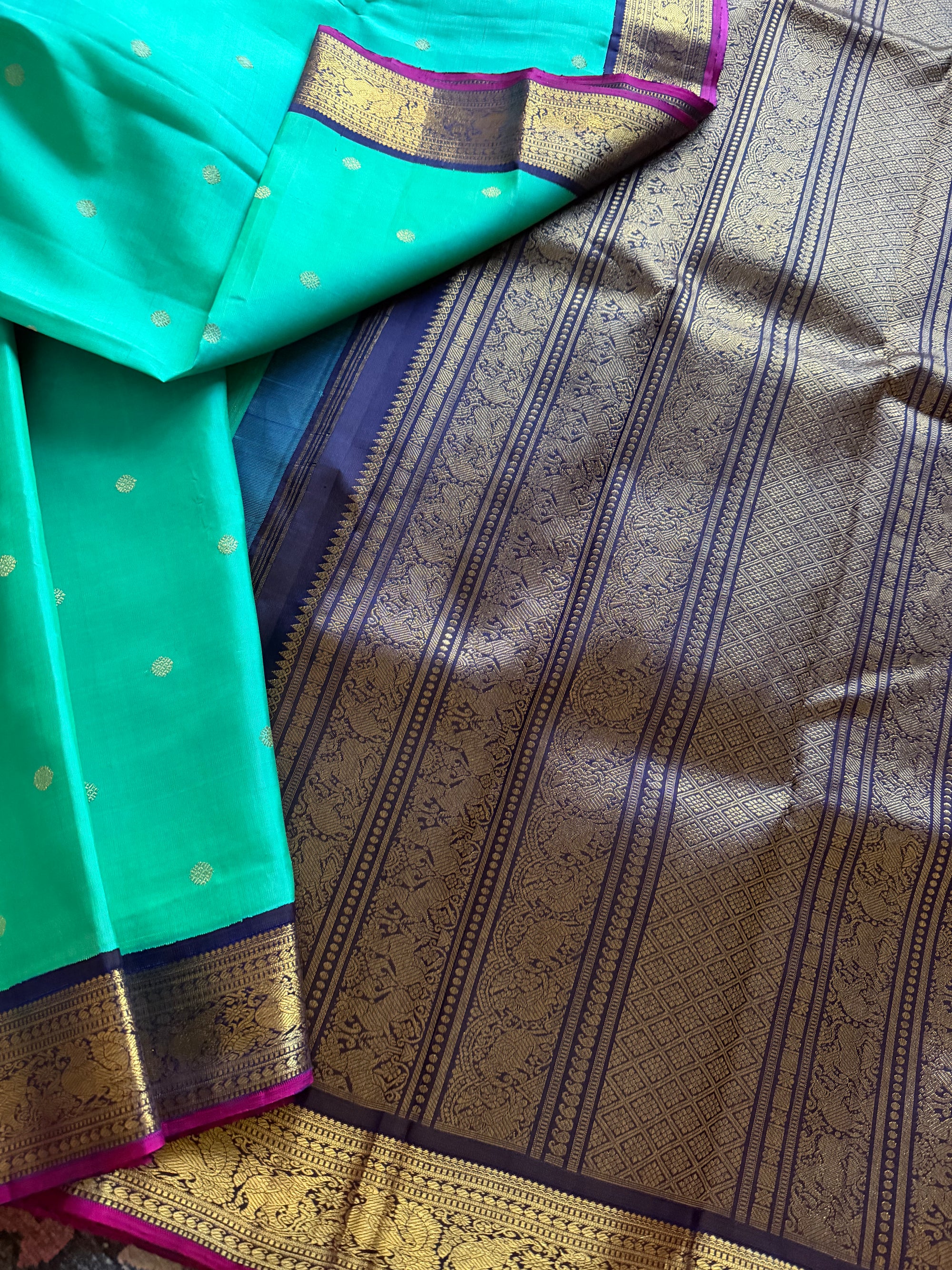 MYTHILI:  Jewel tone Blue green (dual tone)  + Navy blue