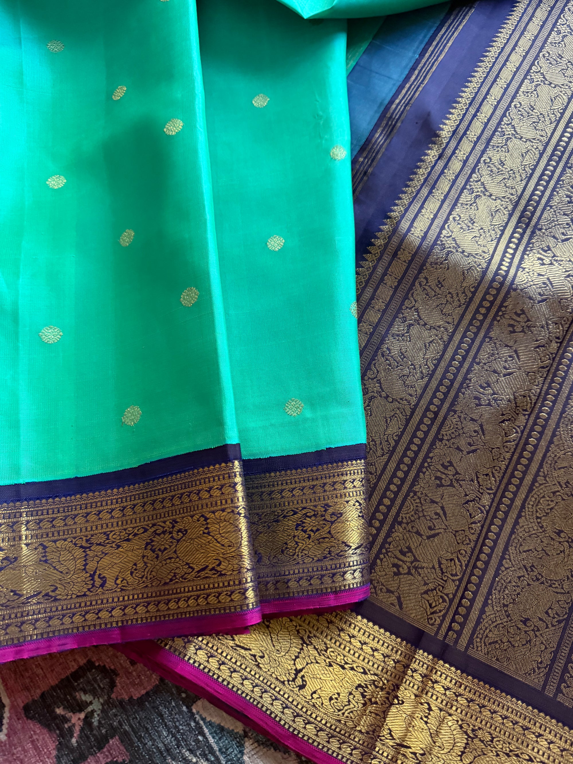 MYTHILI:  Jewel tone Blue green (dual tone)  + Navy blue