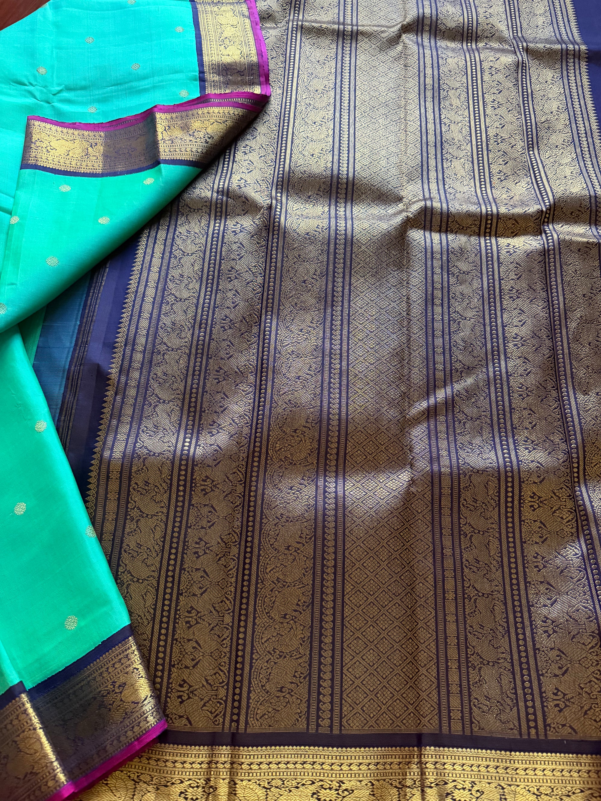 MYTHILI:  Jewel tone Blue green (dual tone)  + Navy blue