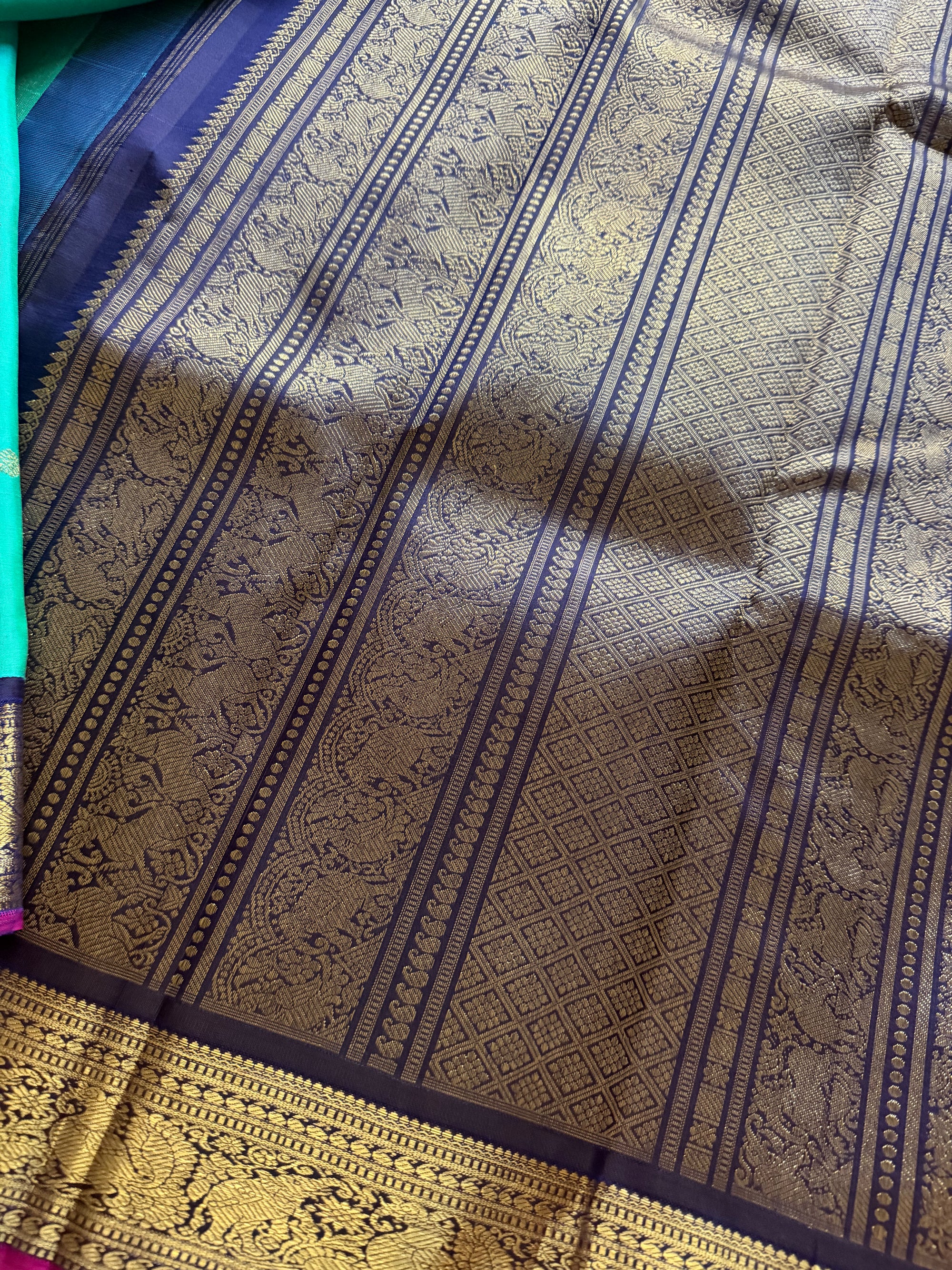 MYTHILI:  Jewel tone Blue green (dual tone)  + Navy blue