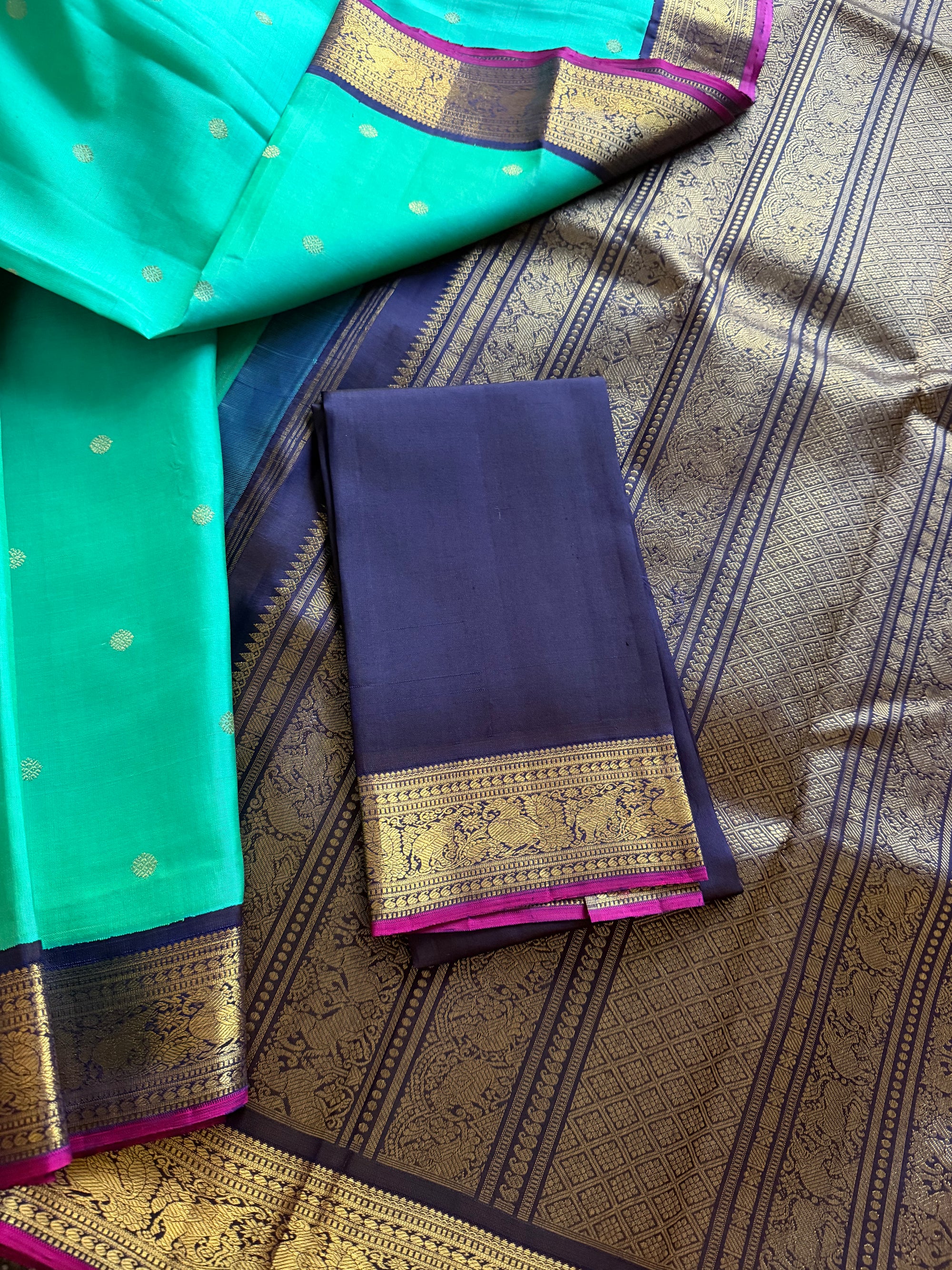 MYTHILI:  Jewel tone Blue green (dual tone)  + Navy blue