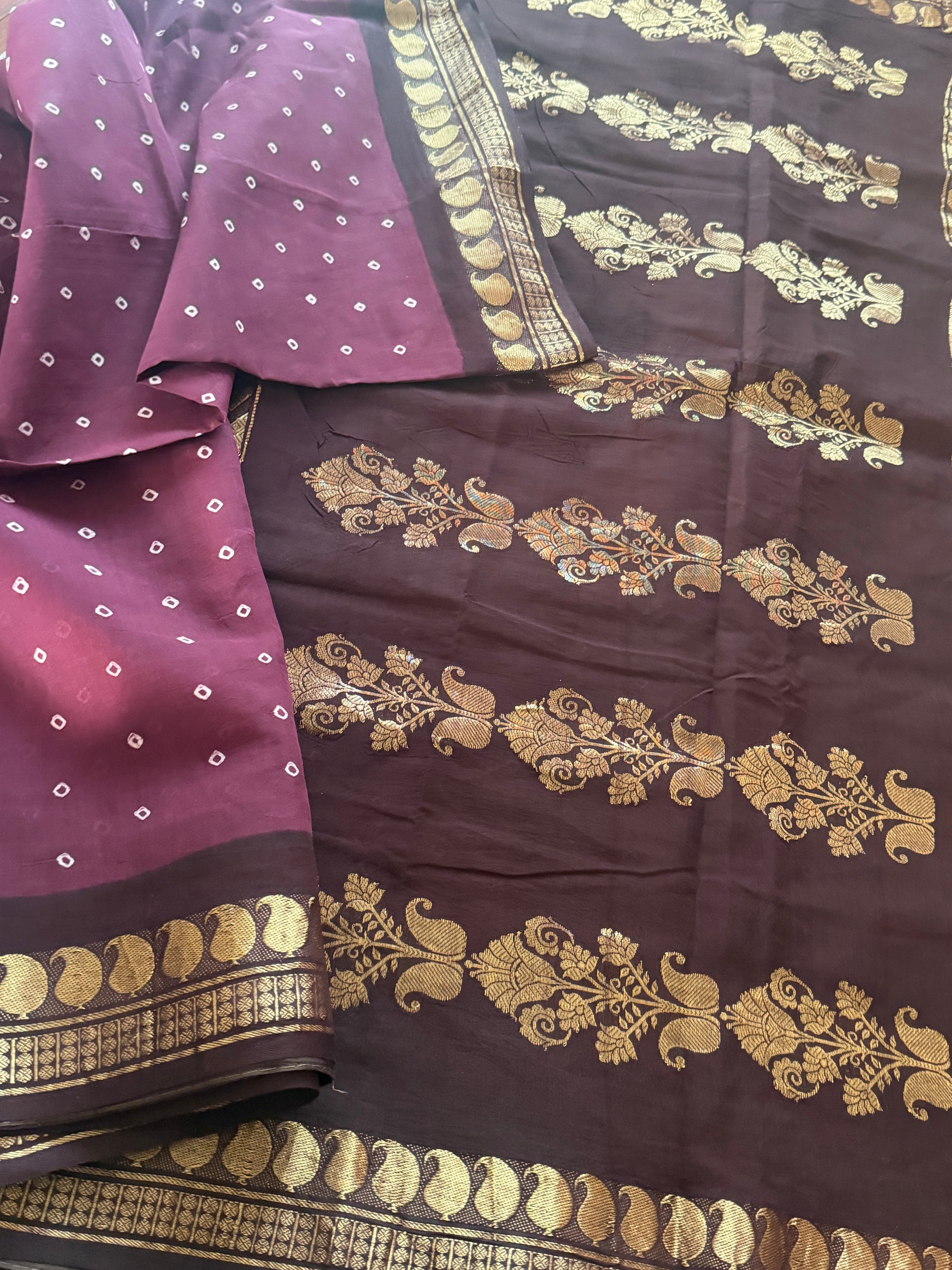Handknotted Sungudi - London pet (Wine color)