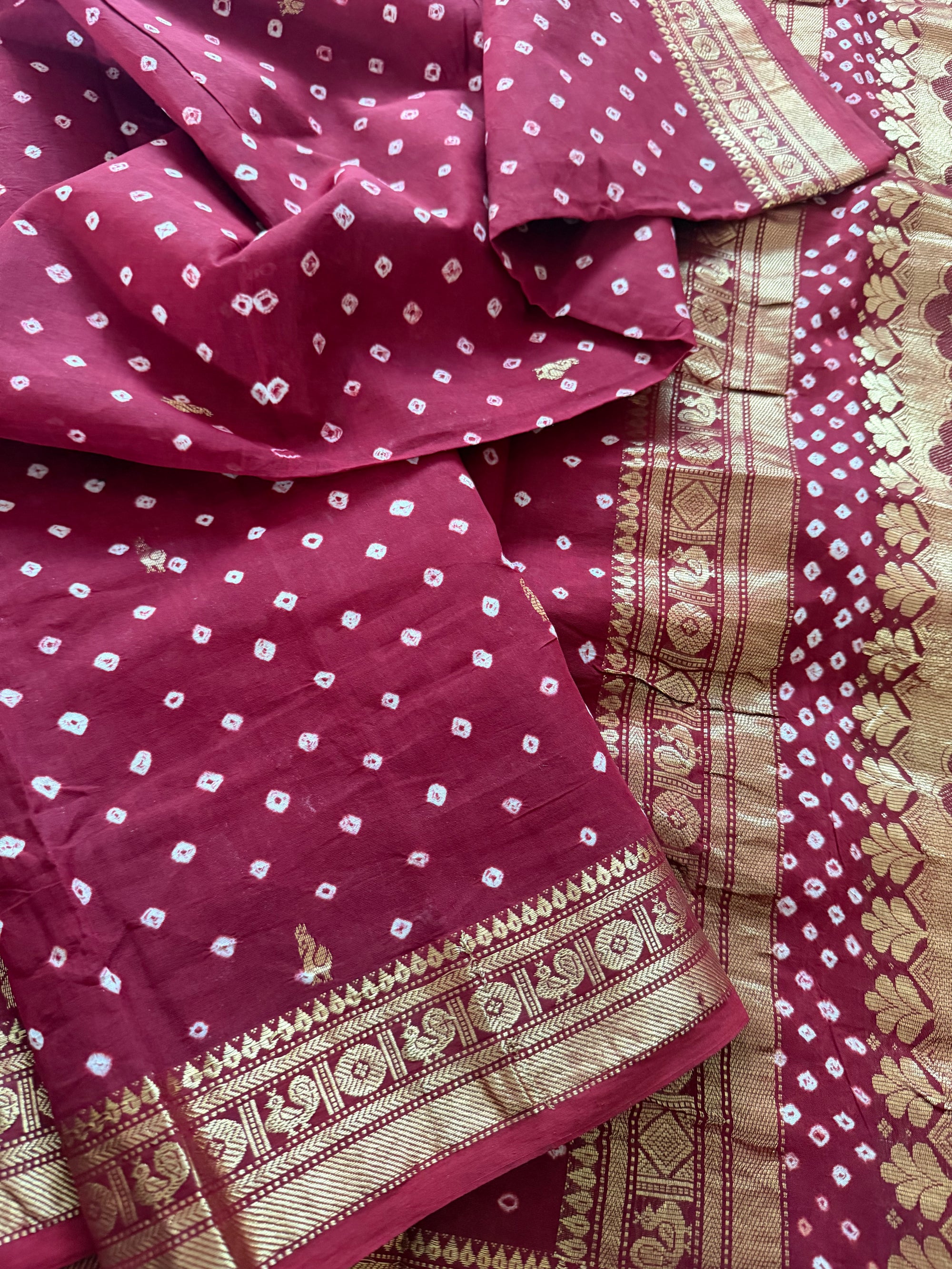 Handknotted Sungudi - Annam pet (Madura Red)