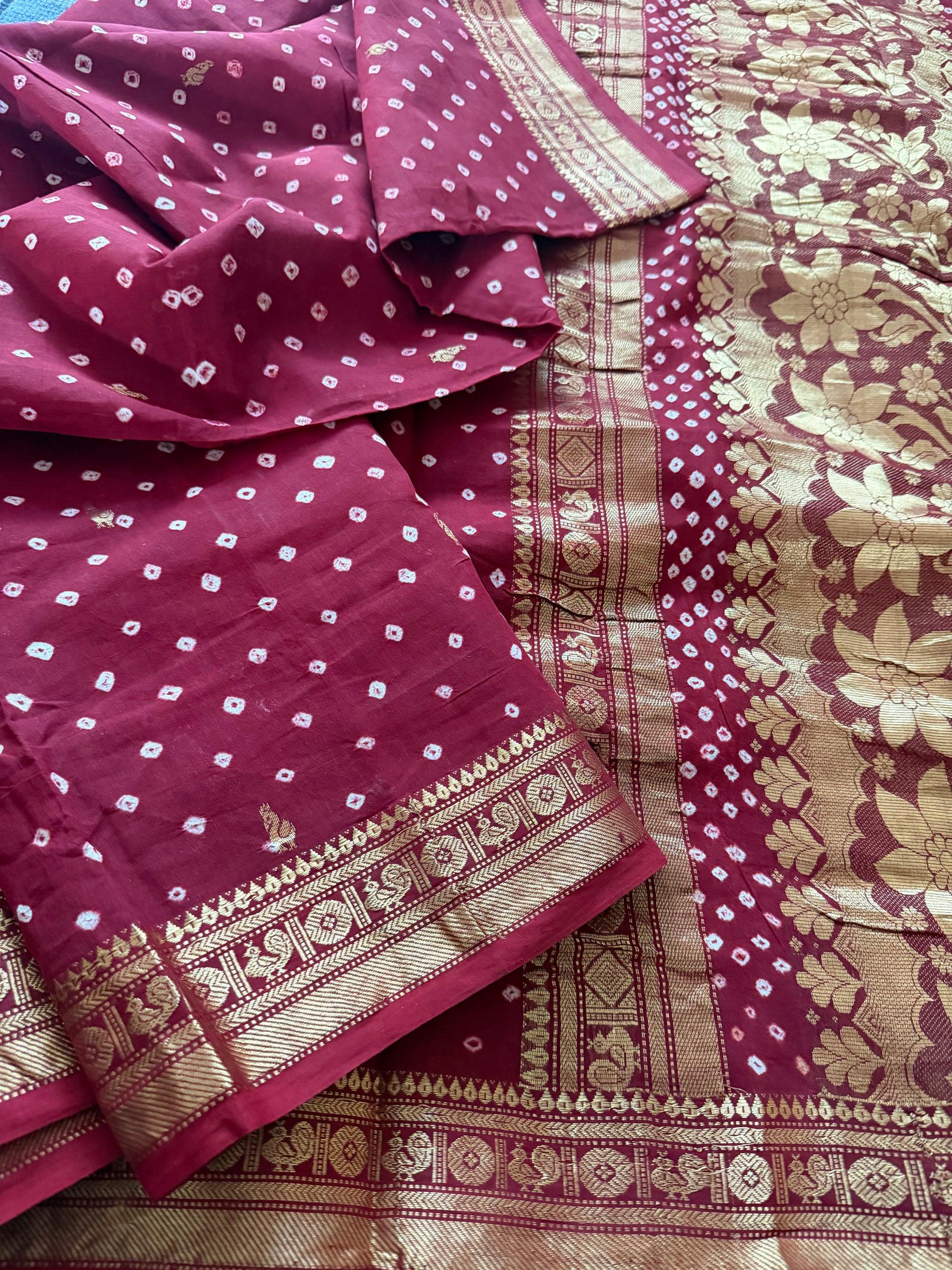 Handknotted Sungudi - Annam pet (Madura Red)