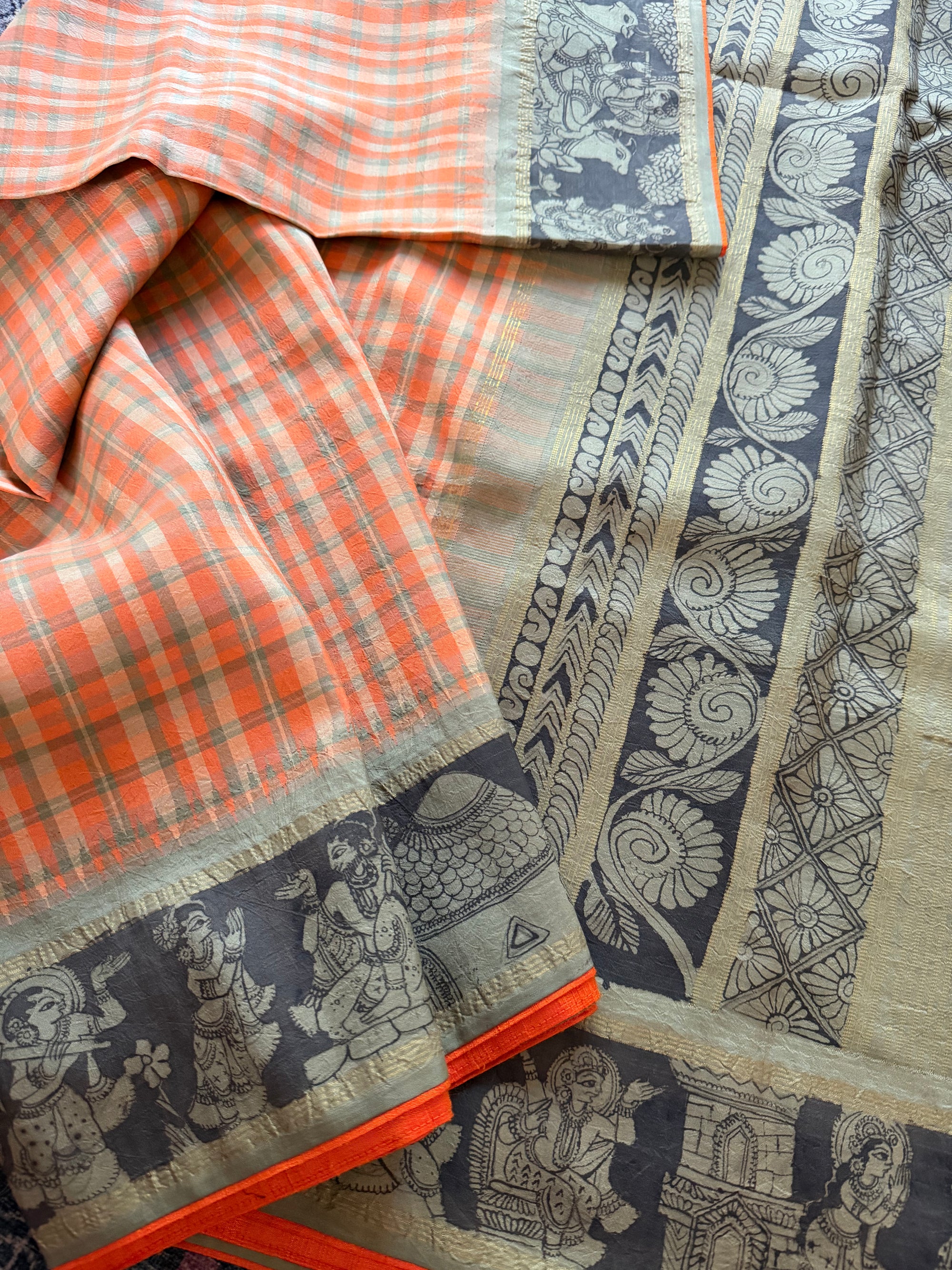 VRIKSHA: Miniature Kalamkari on Kanjivaram Silk