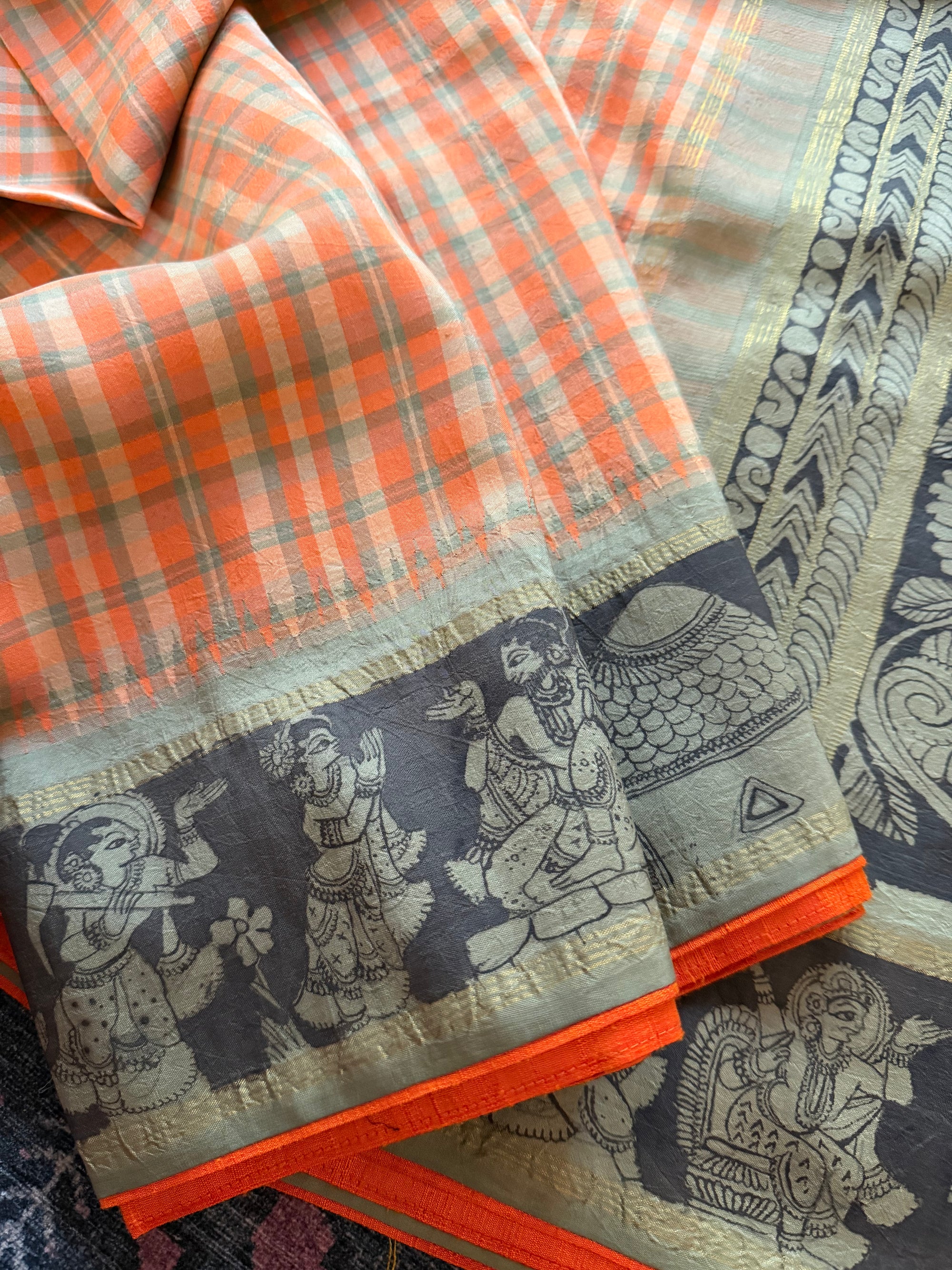 VRIKSHA: Miniature Kalamkari on Kanjivaram Silk