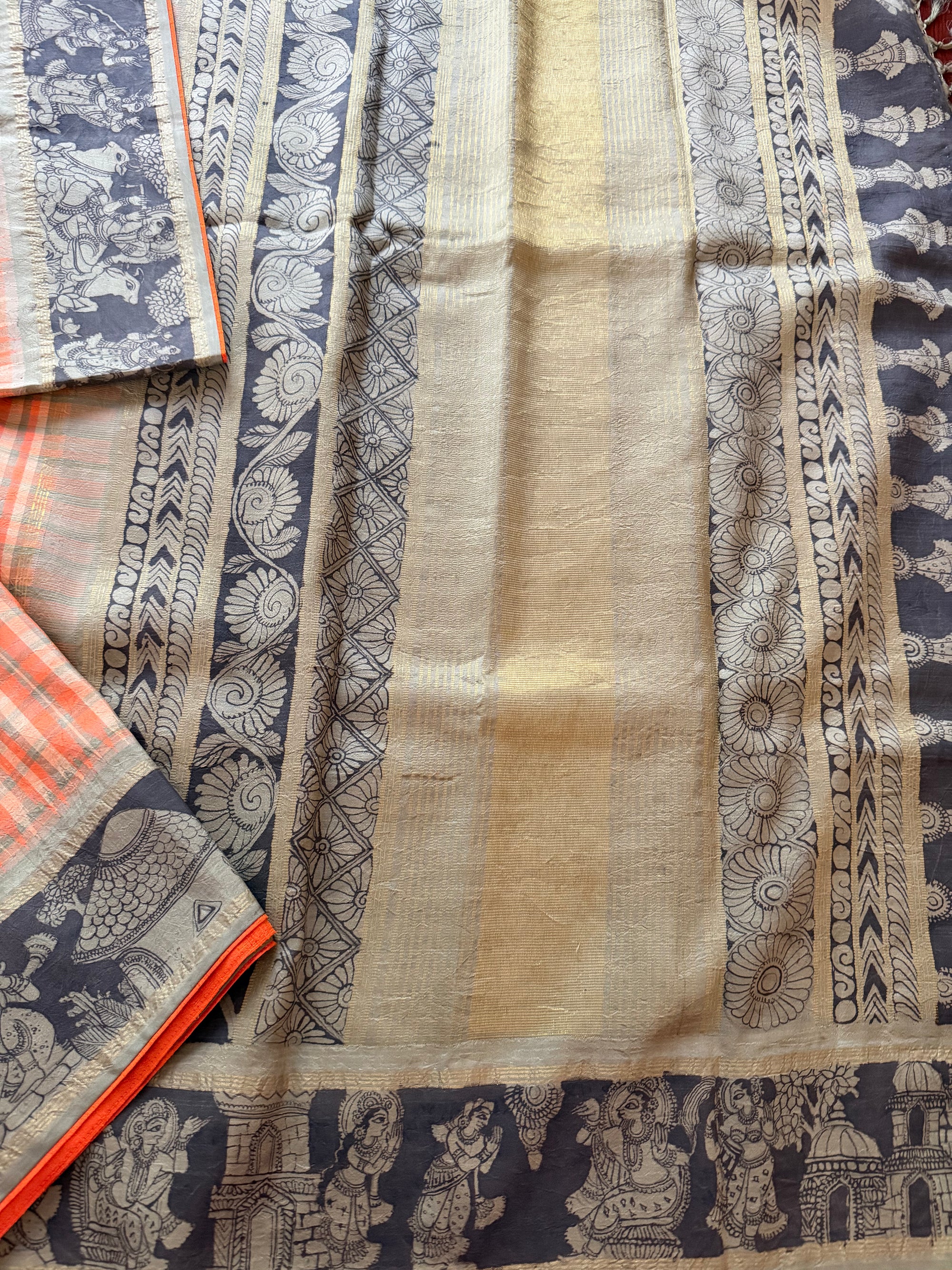 VRIKSHA: Miniature Kalamkari on Kanjivaram Silk