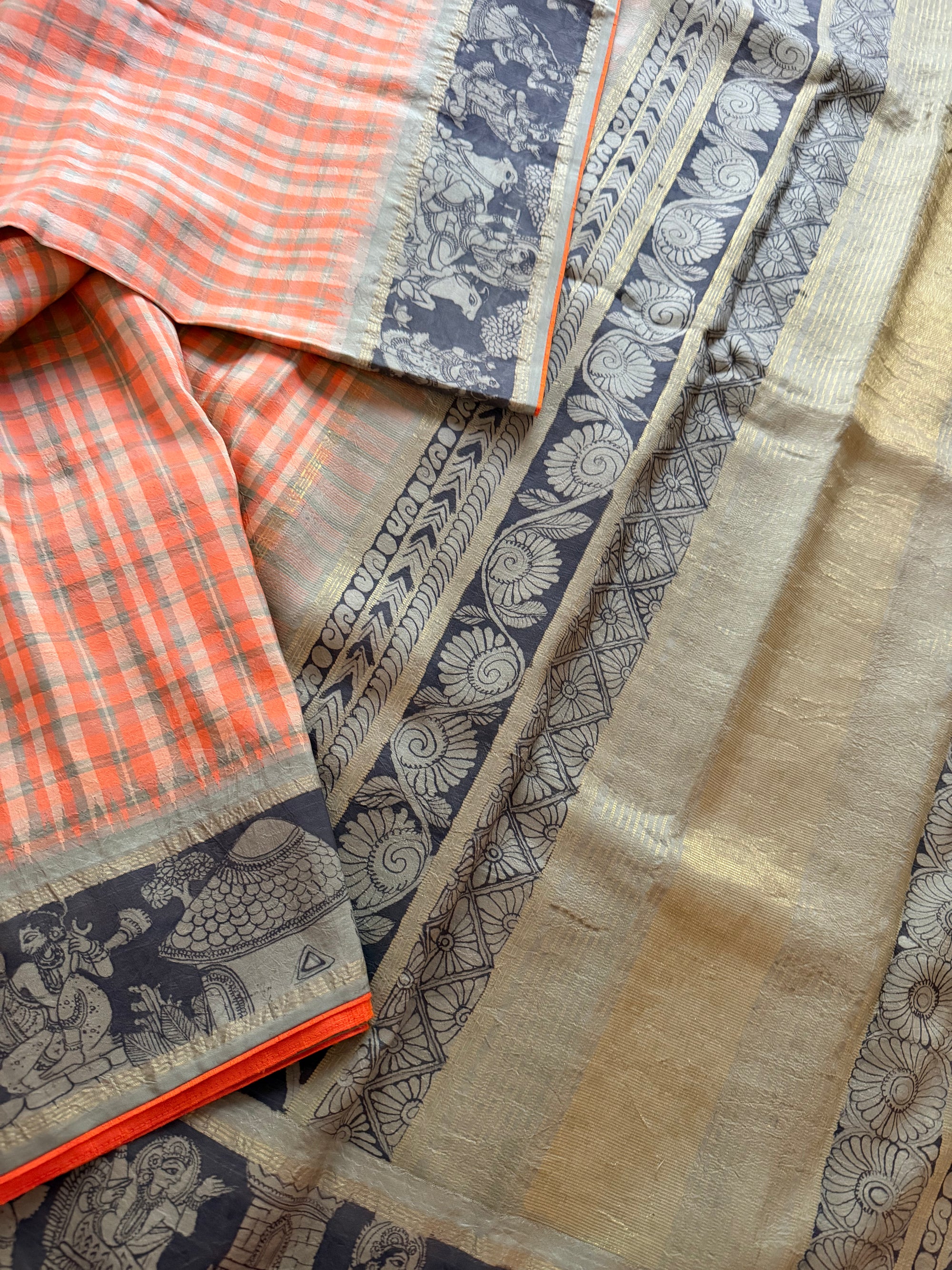 VRIKSHA: Miniature Kalamkari on Kanjivaram Silk
