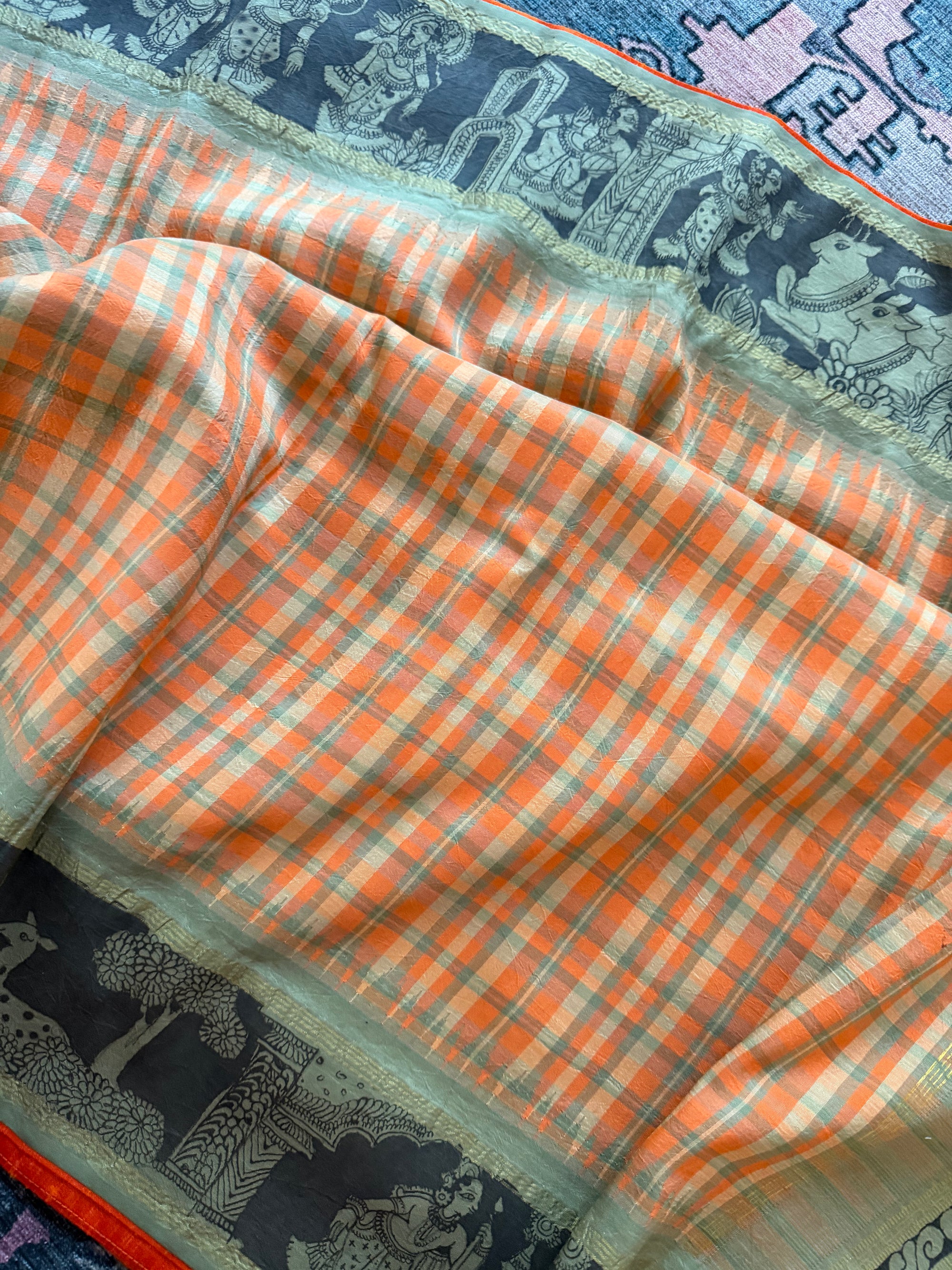 VRIKSHA: Miniature Kalamkari on Kanjivaram Silk