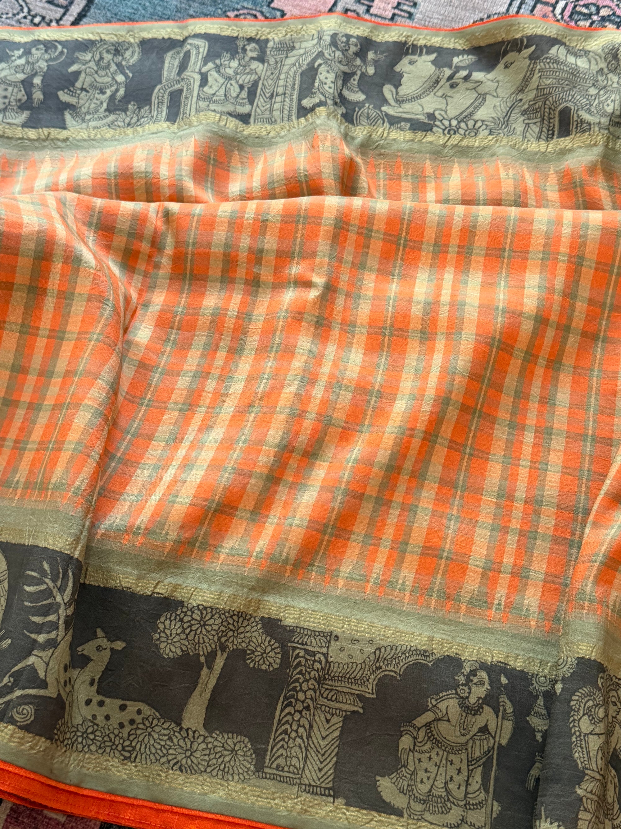 VRIKSHA: Miniature Kalamkari on Kanjivaram Silk