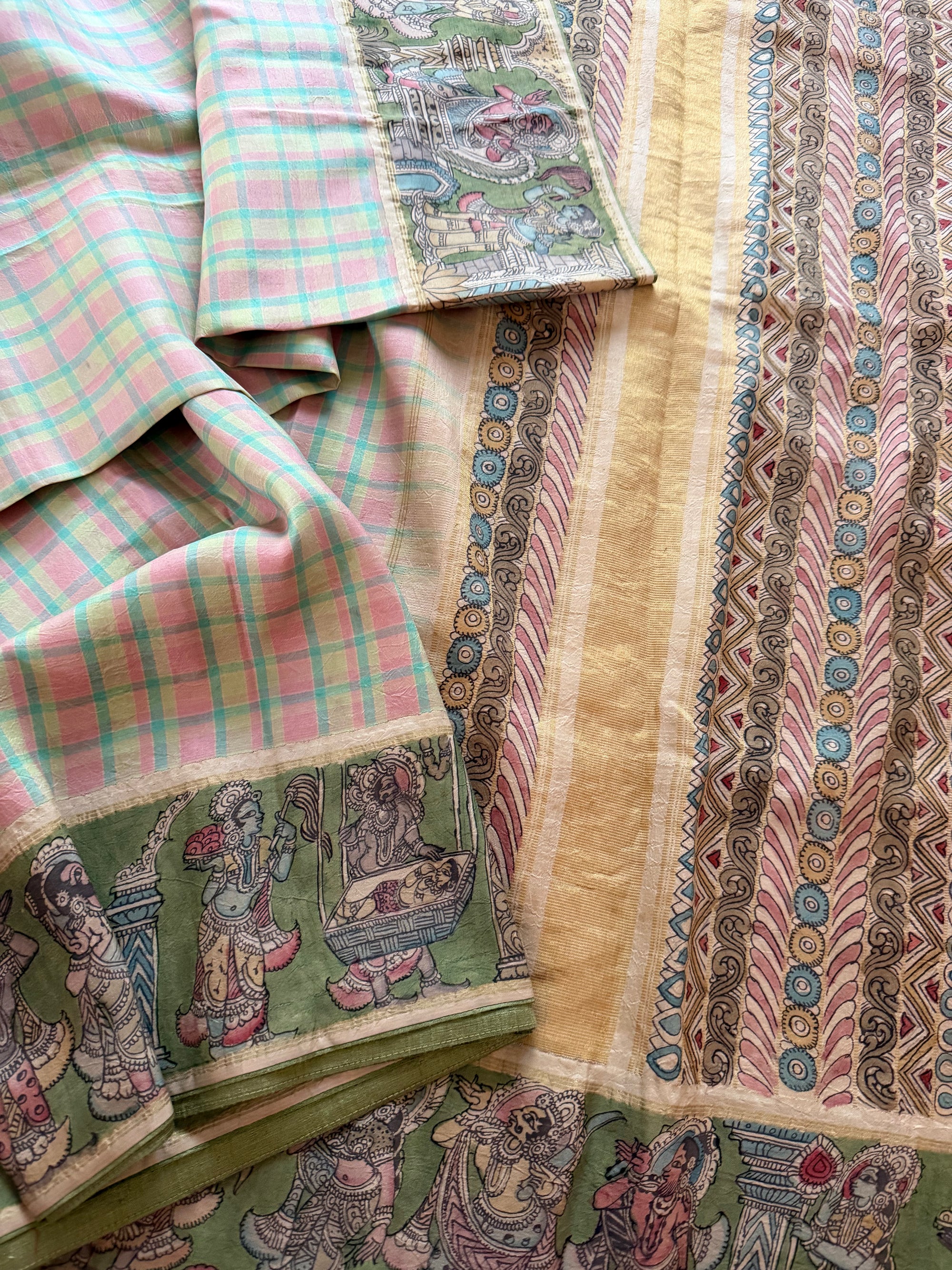 VRIKSHA: Miniature Kalamkari on Kanjivaram Silk