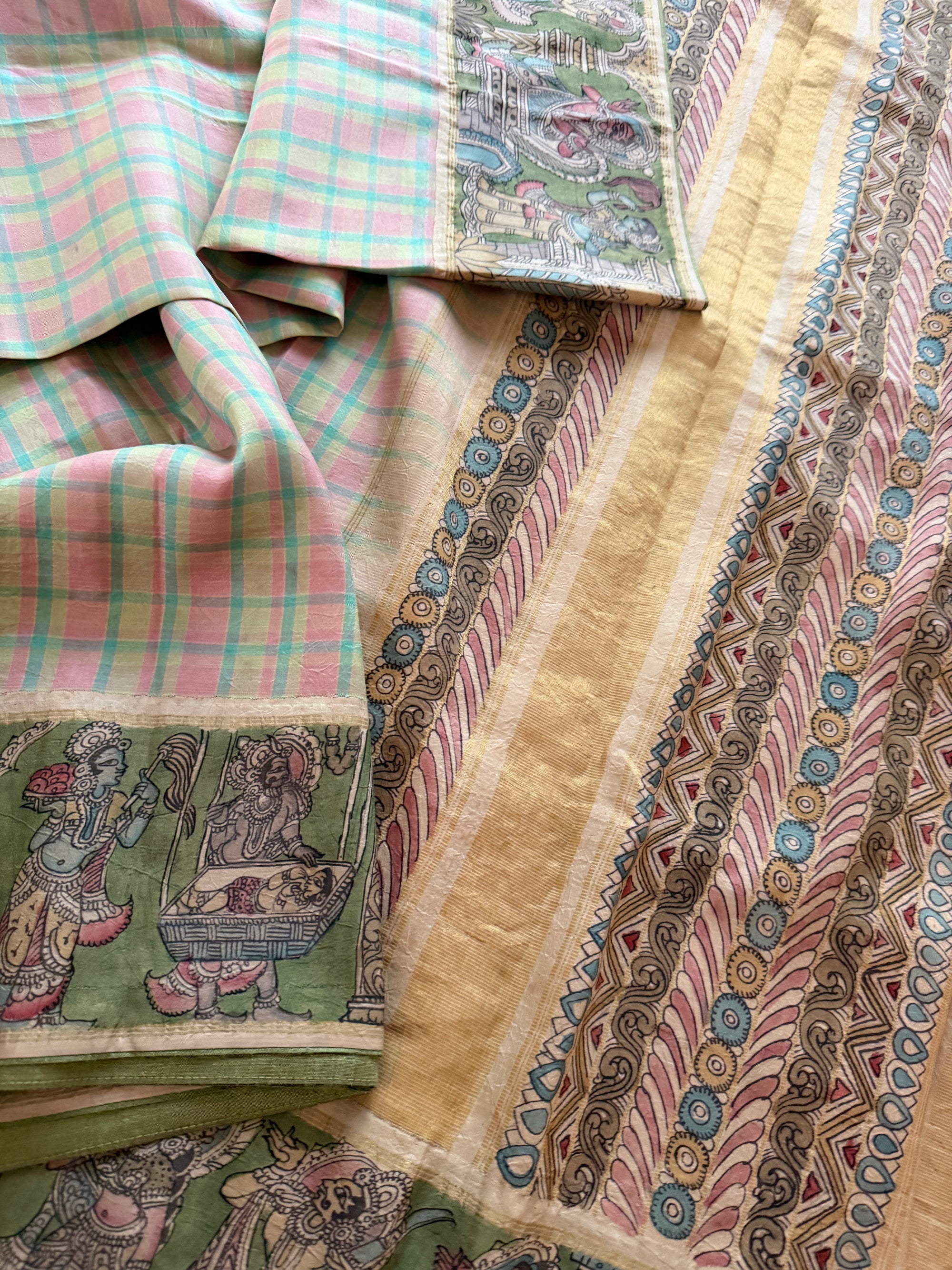 VRIKSHA: Miniature Kalamkari on Kanjivaram Silk