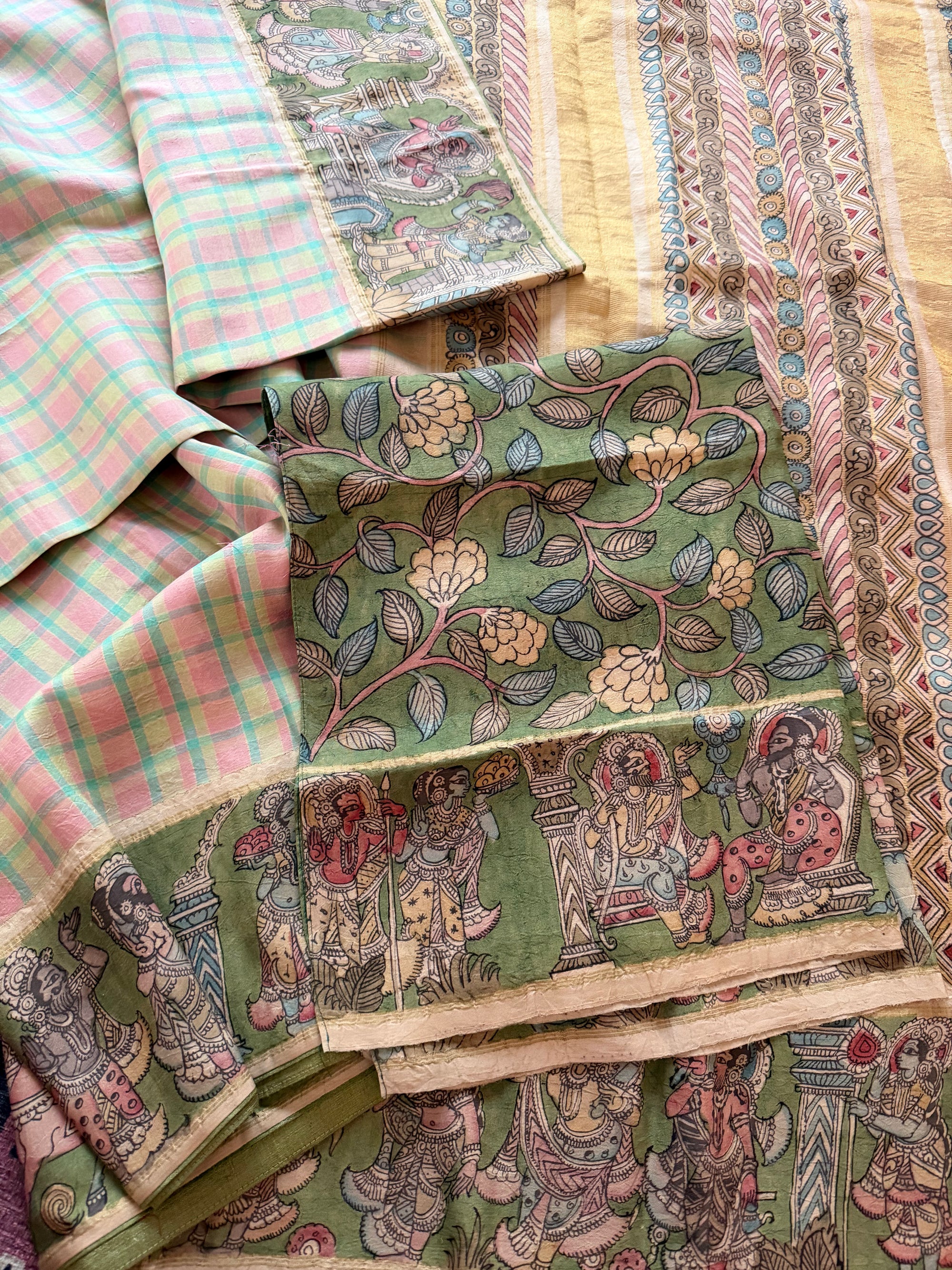 VRIKSHA: Miniature Kalamkari on Kanjivaram Silk