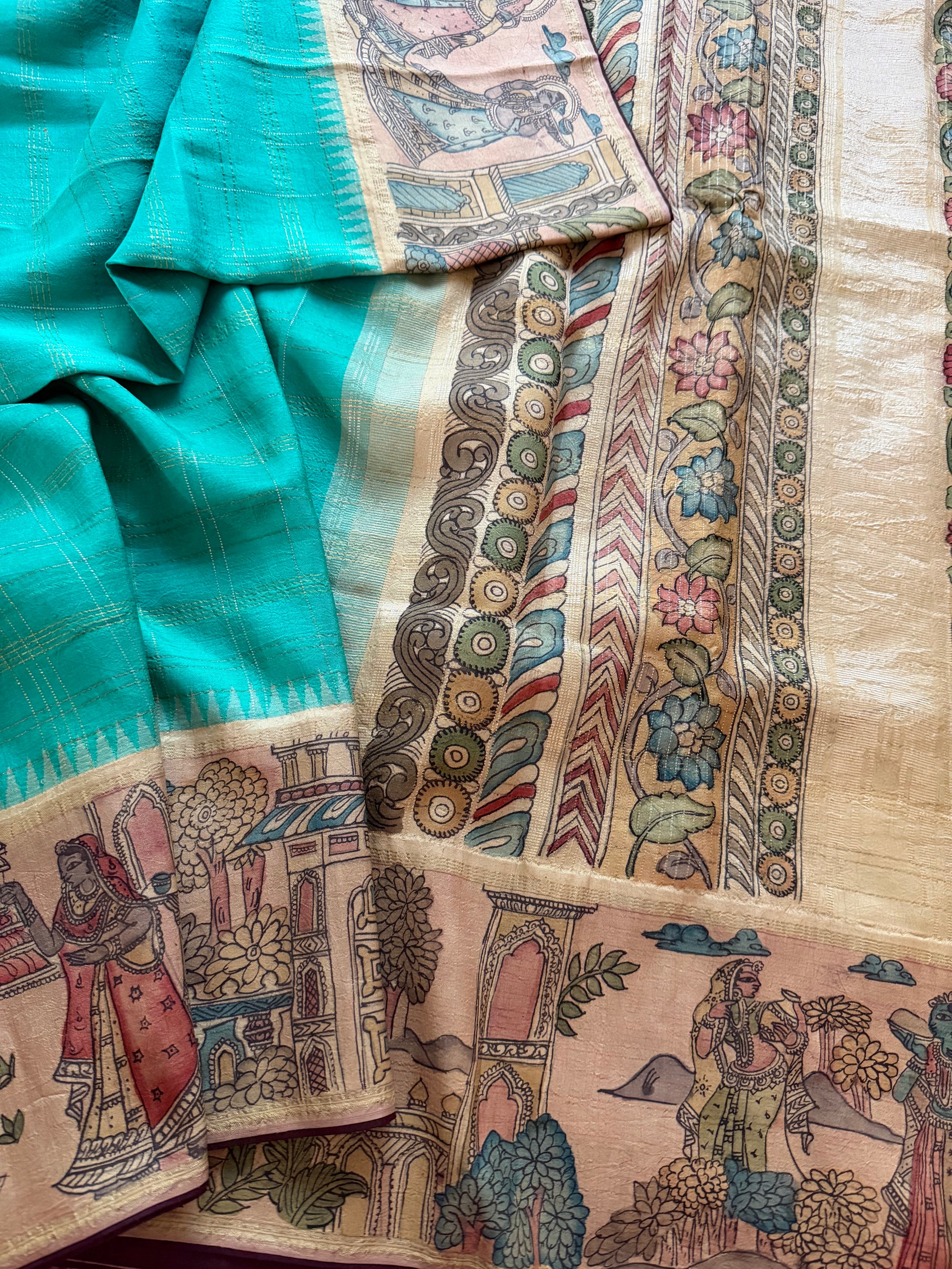 VRIKSHA: Miniature Kalamkari on Kanjivaram Silk